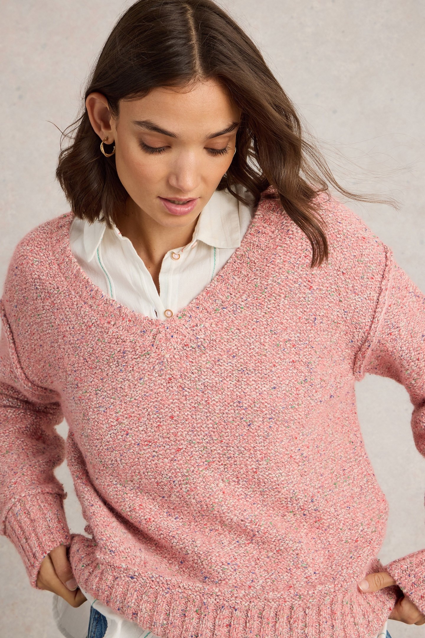 TAMMY TEXTURED V NECK LIGHT PINK 5