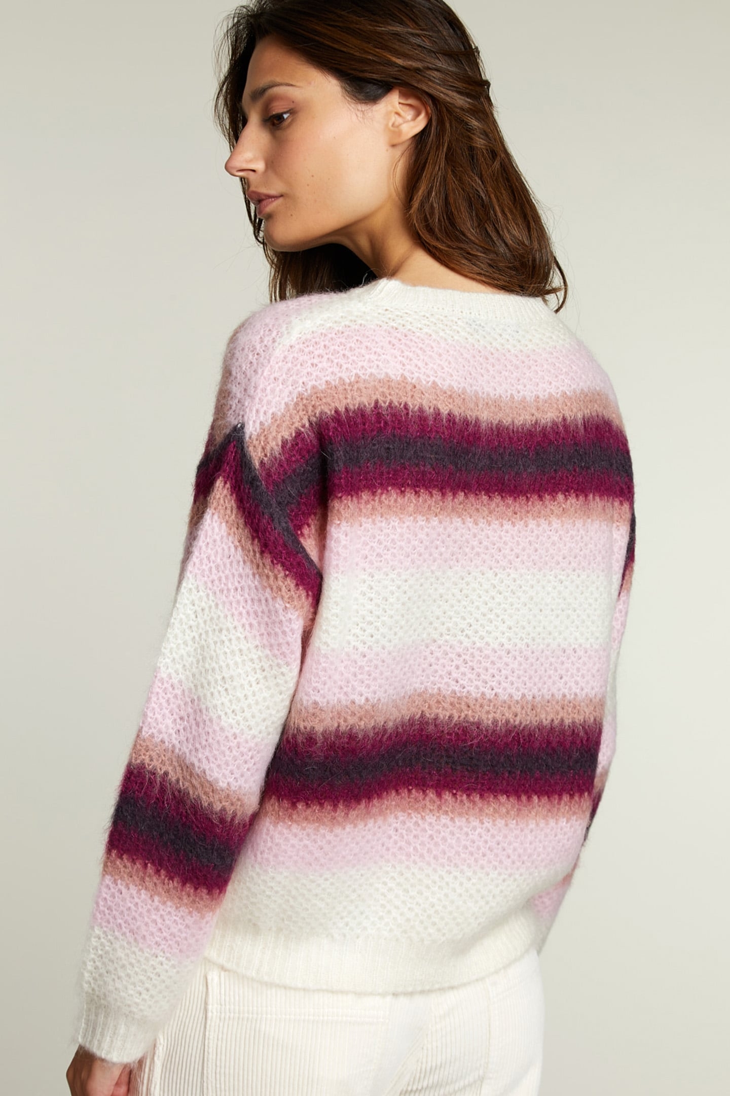 MULTI STRIPED CREW NECK SWEATER 2