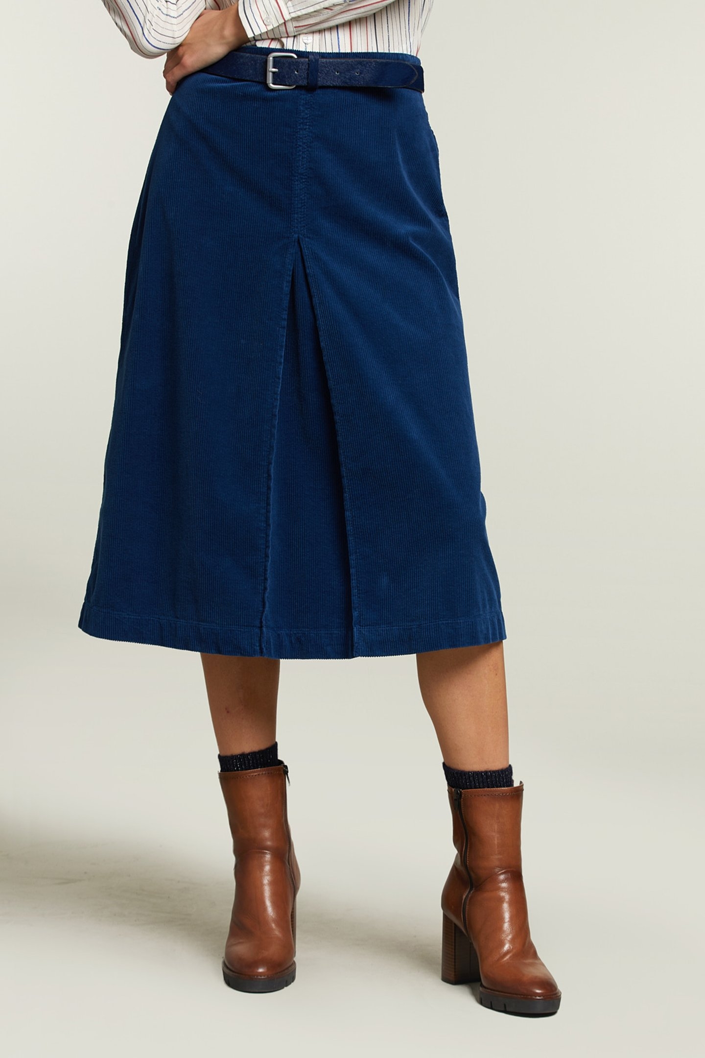 BLUE CORDUROY MIDI SKIRT 1