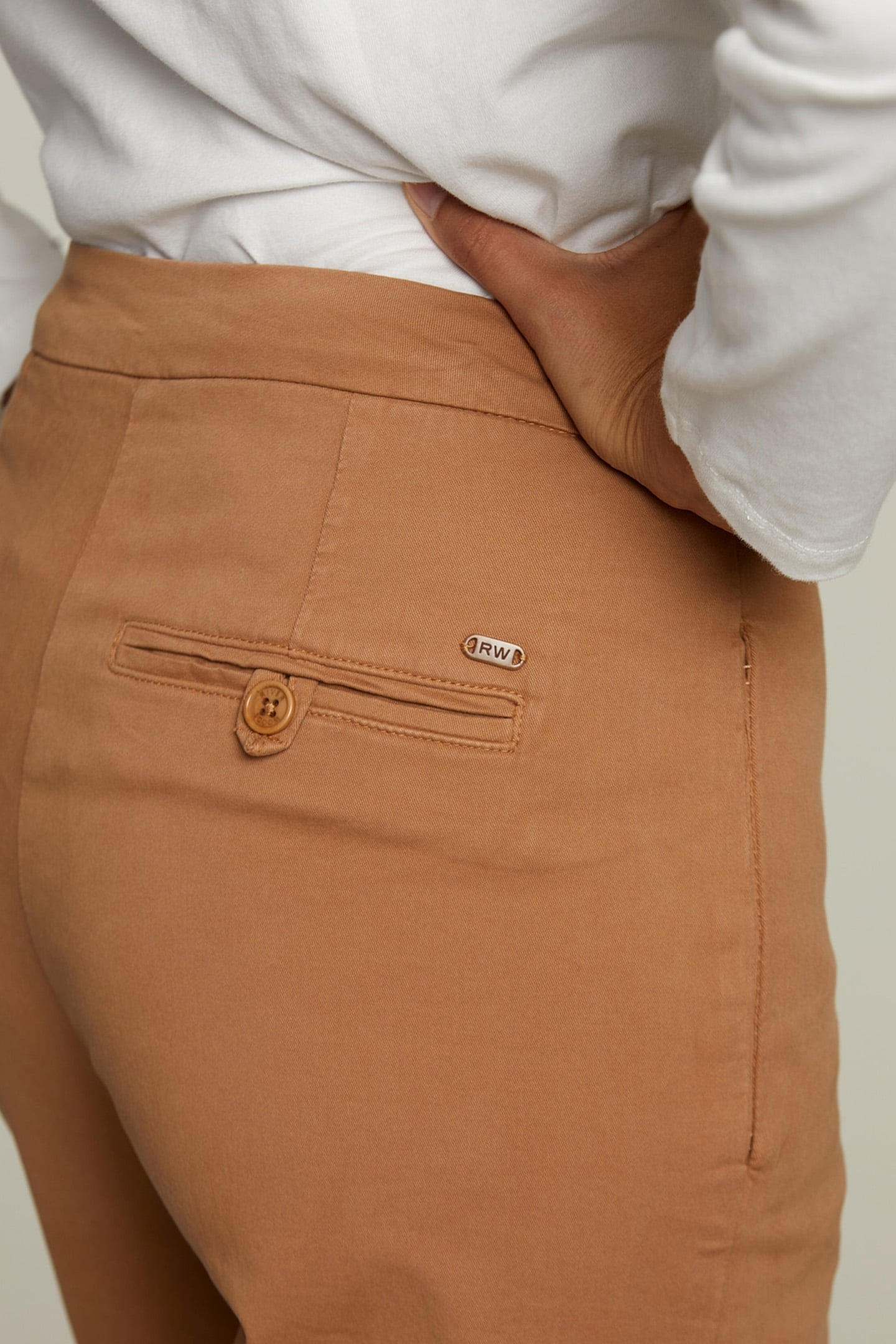 BROWN HIGH WAIST WELT POCKET PANTS 4