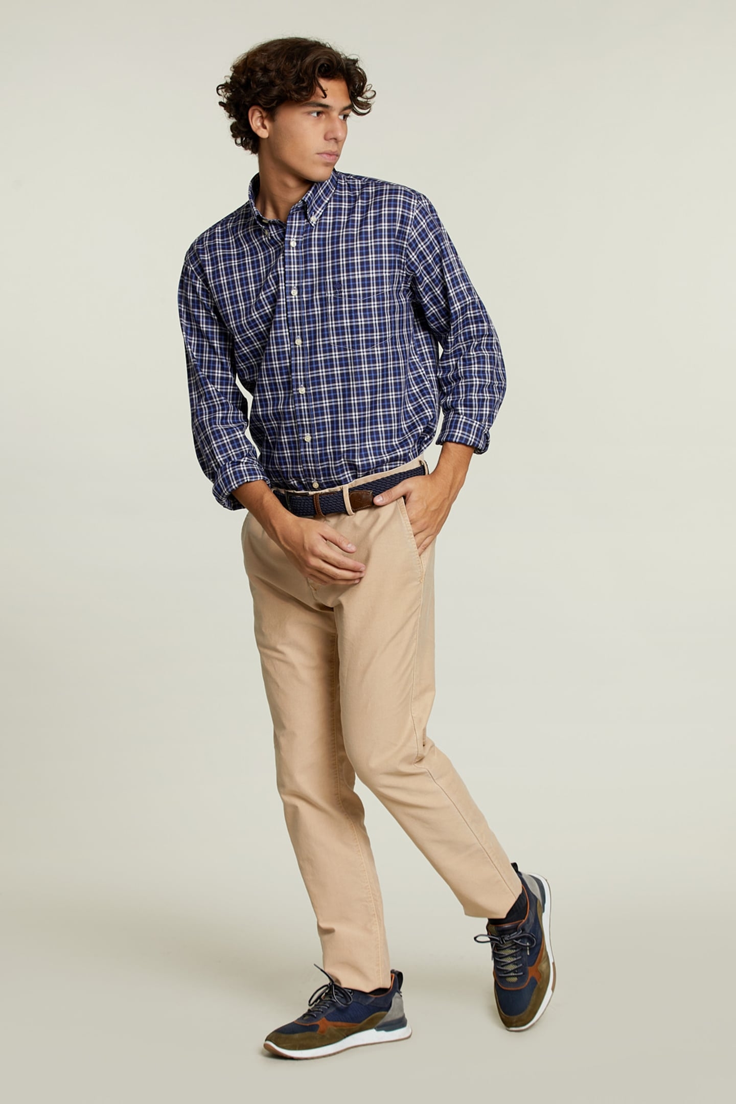 CUSTOM FIT CHECKED SHIRT BLUE/WHITE 3