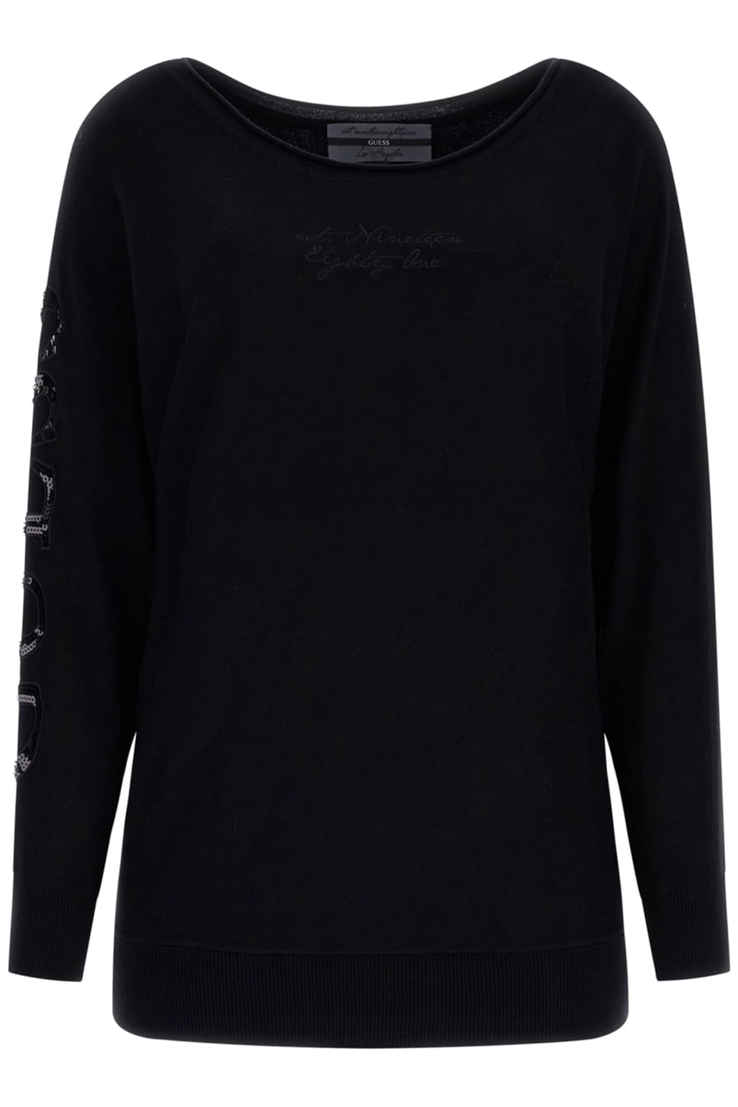 GUESS ECO MAEVE LOGO BAT SLEEV JET BLACK A996 1