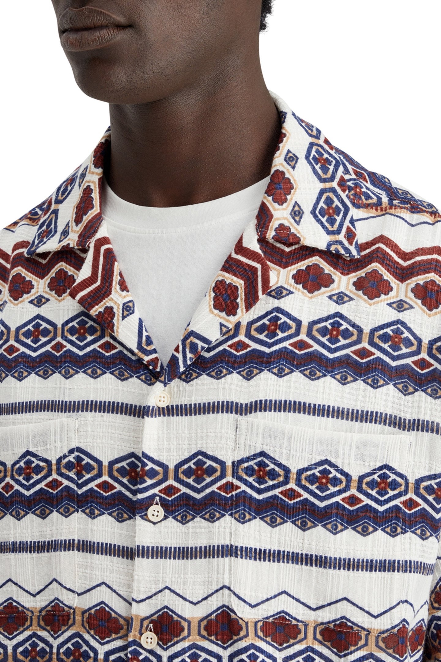 STRUCTURED PRINTED STRIPE SHIRT RED BLUE MULTI 7