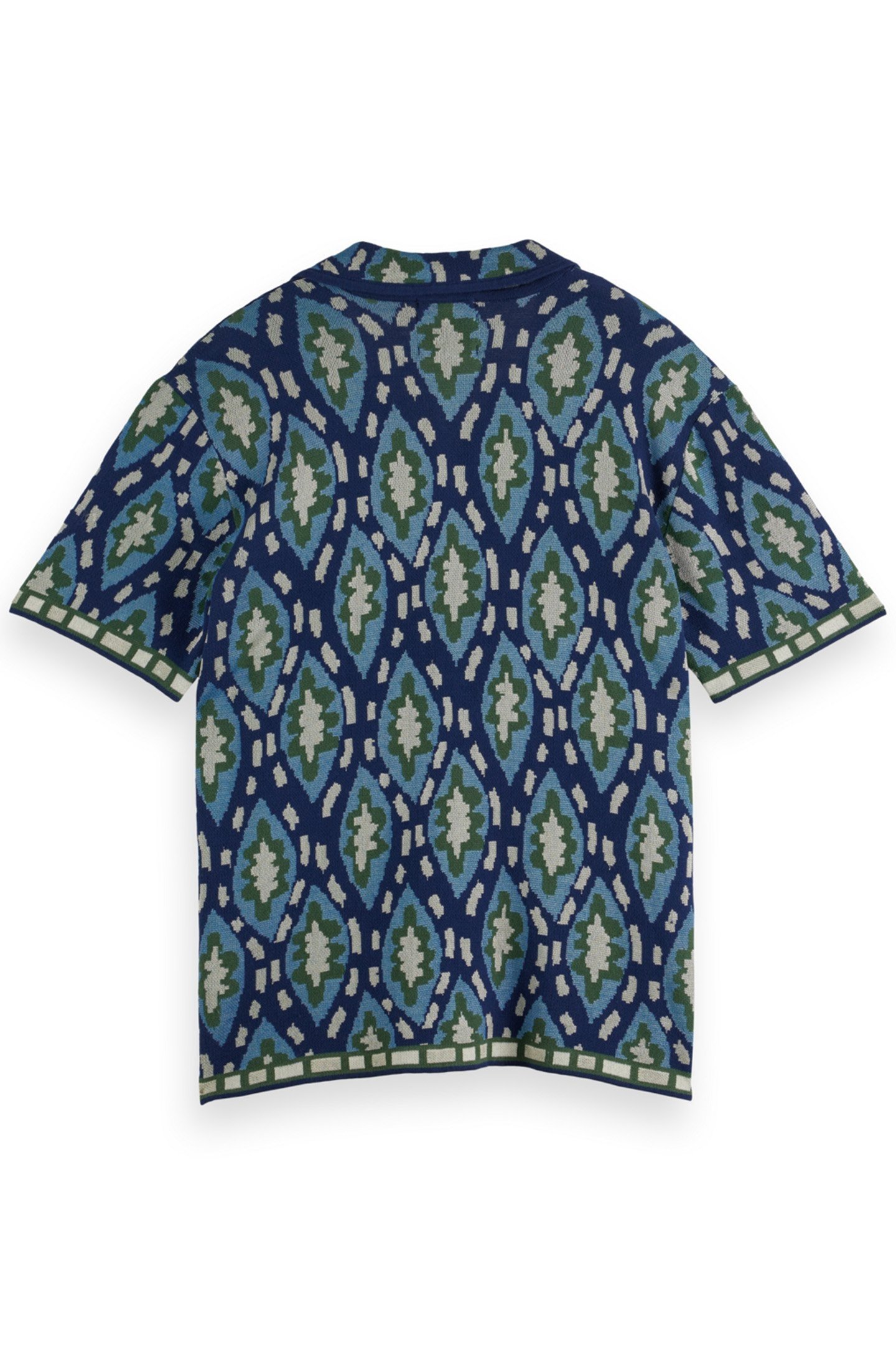 JACQUARD KNITTED SHORT-SLEEVED SHIRT BLUE BOOKCOVER AOP 5