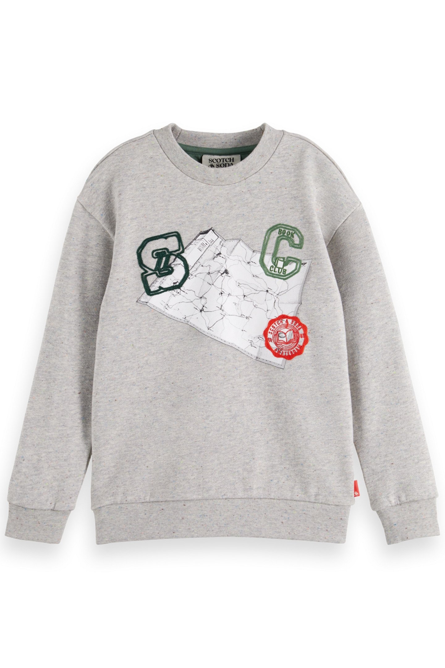 BOY RELAXED-FIT ARTWORK CREWNECK GREY MELANGE/COLOURFUL NEPS 1