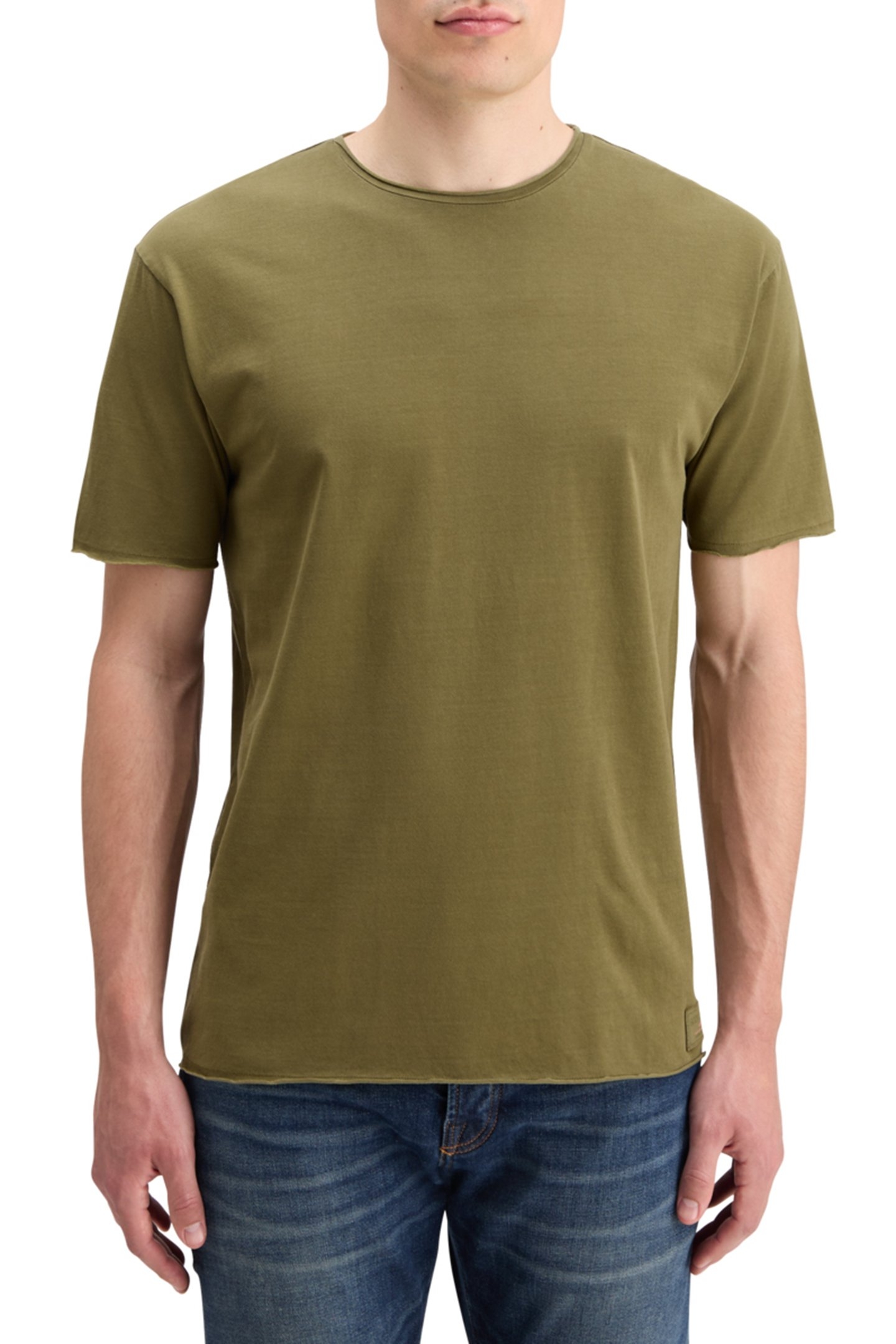 RAW EDGE GARMENT DYE T-SHIRT MOSS GREEN 1