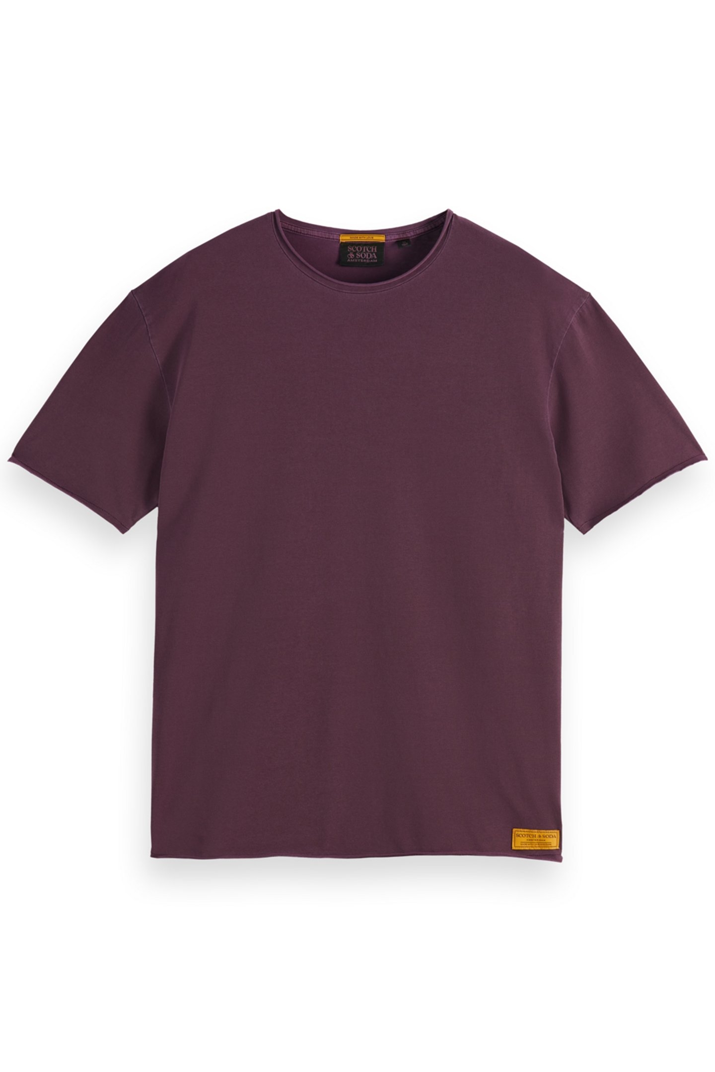 RAW EDGE GARMENT DYE T-SHIRT BERRY 4