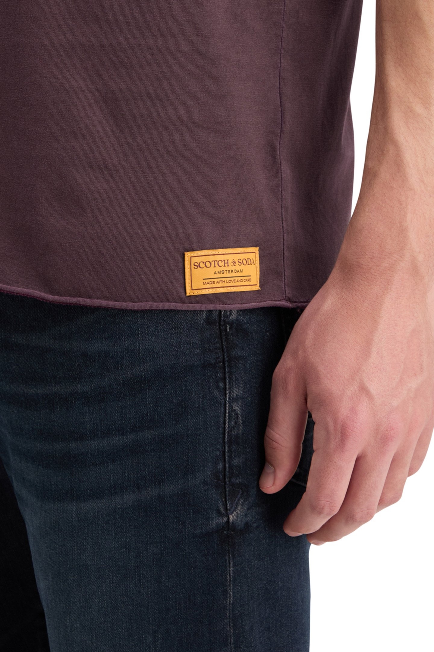 RAW EDGE GARMENT DYE T-SHIRT BERRY 7