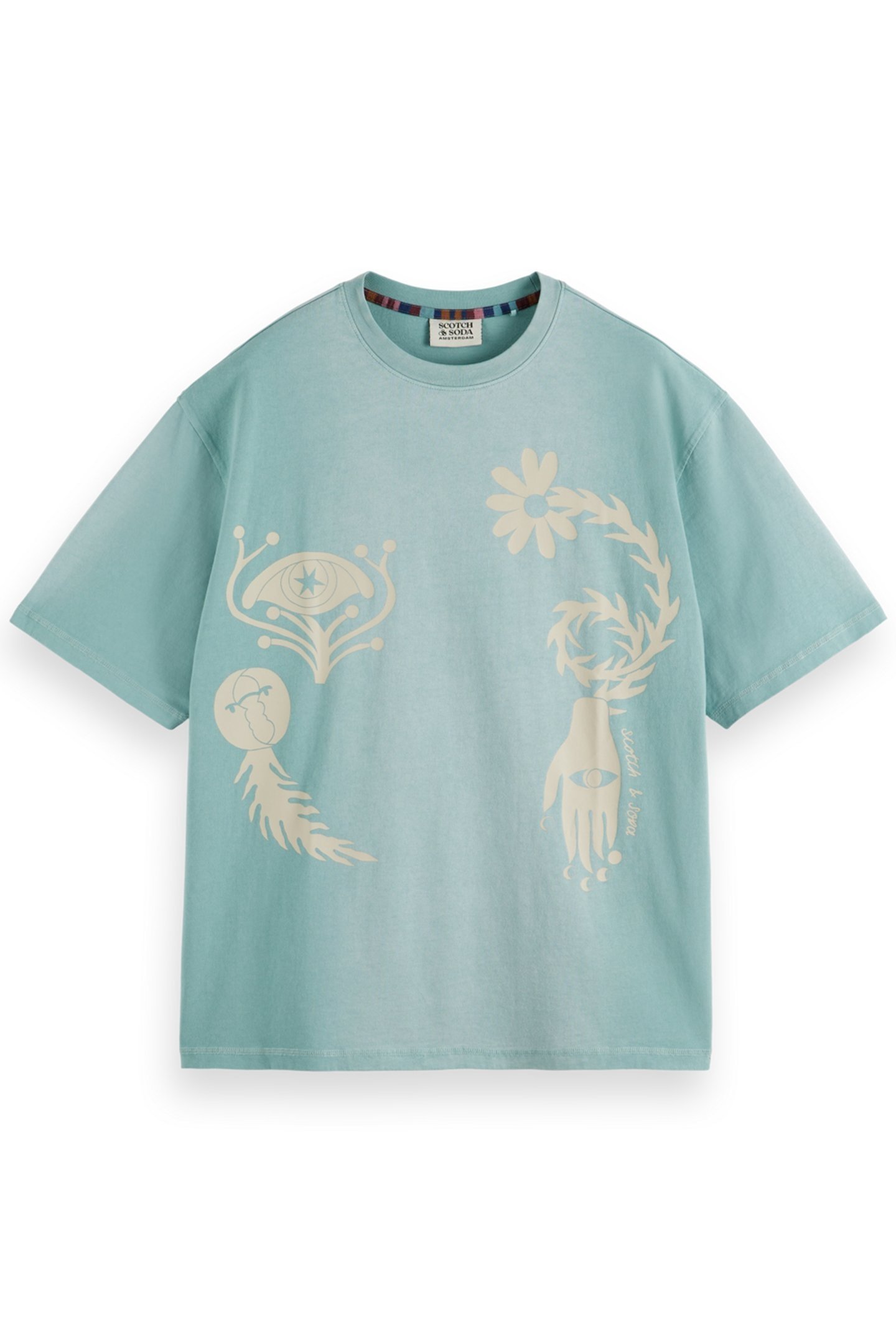 GARMENT DYED FRONT BACK ARTWORK T-SHIRT PACIFIC BLUE 1