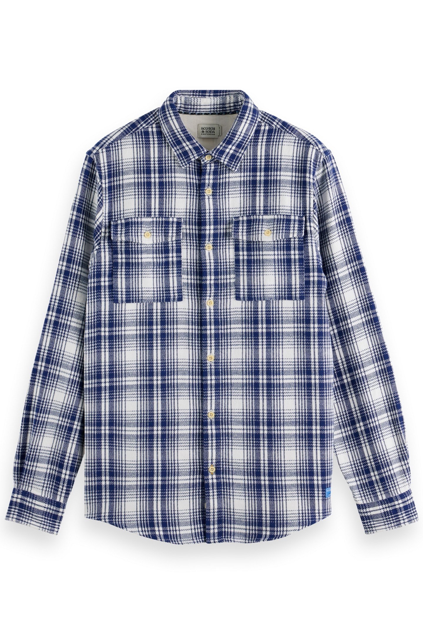 REGULAR FIT FLANNEL CHECK SHIRT BLUE WHITE CHECK 4