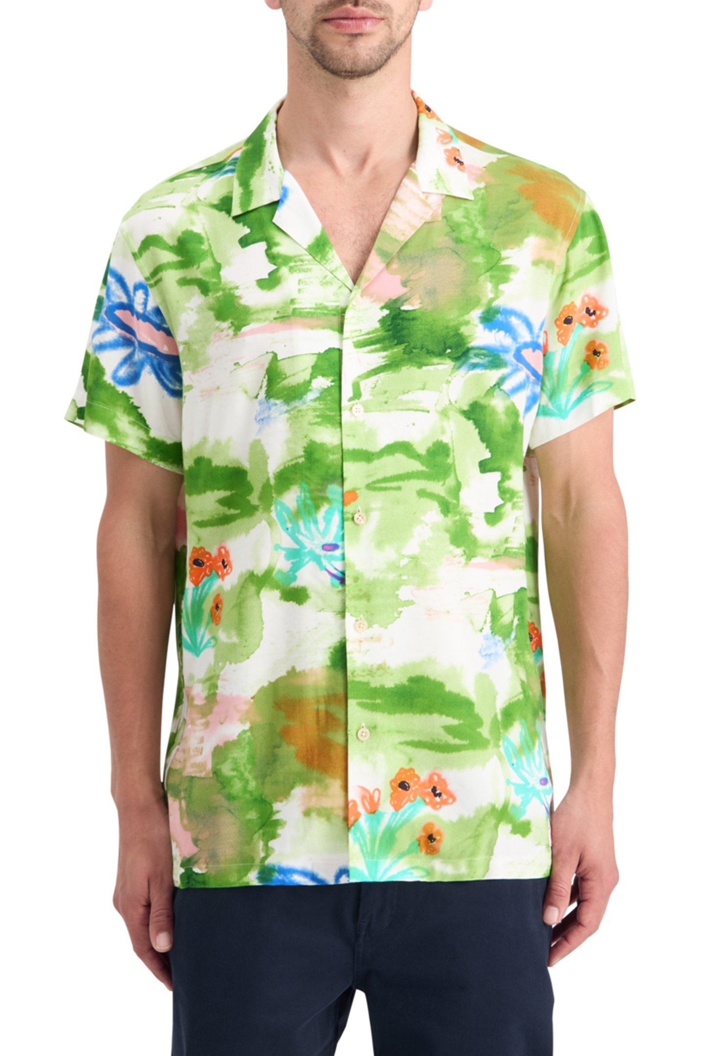 REGULAR FIT ECOVERO AOP SHIRT LAKE FLOWER AOP 1