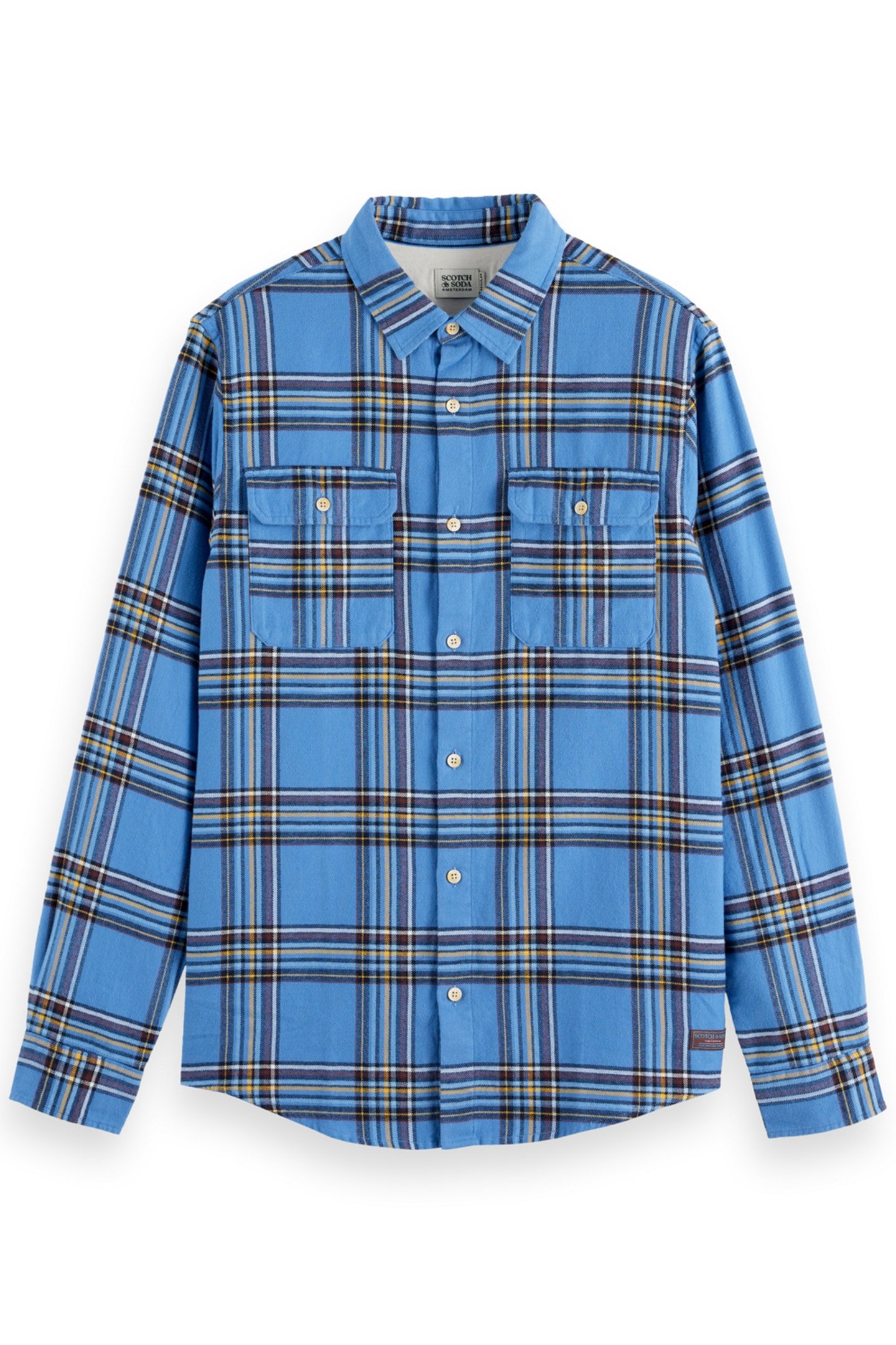 REGULAR FIT MULTICOLOURED FLANNEL CHECK SHIRT BLUE CHECK 1