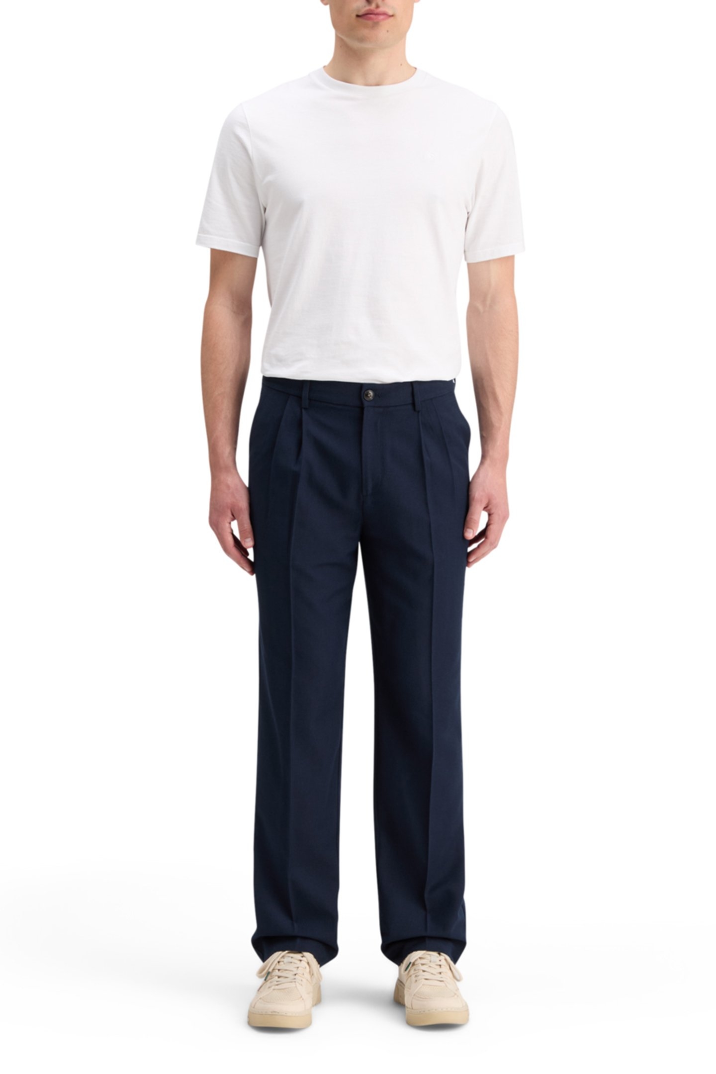 RELAXED STRAIGHT FIT PLEATED WOOL BLEND CHINO NIGHT 3