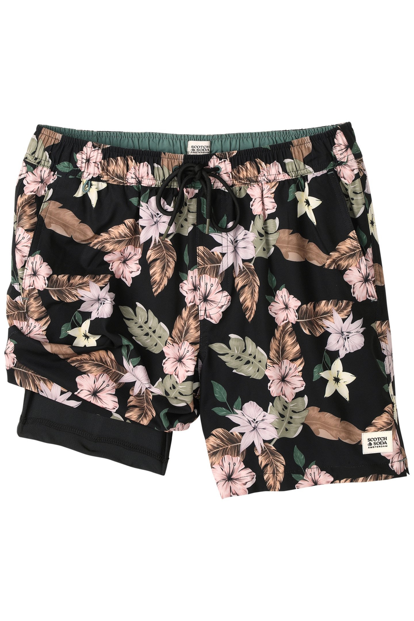 NOSTALGIA FLORAL SWIM TRUNK BLACK GREY 3