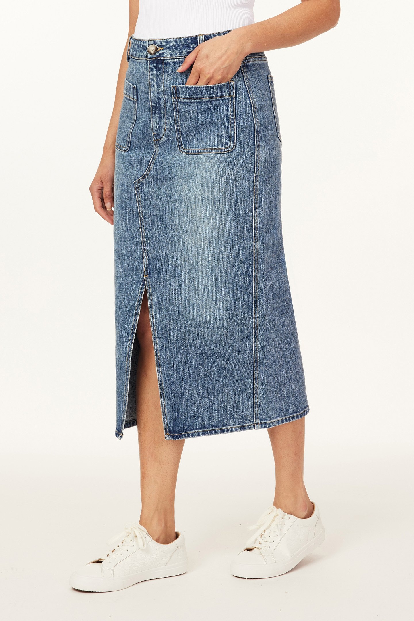 DENIM MIDI SKIRT BEVERLY HILLS 3