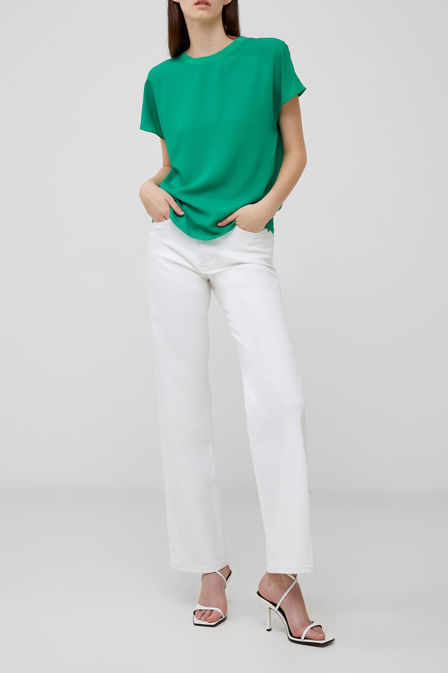 CREPE LIGHT CREW NECK TOP JELLY BEAN 2