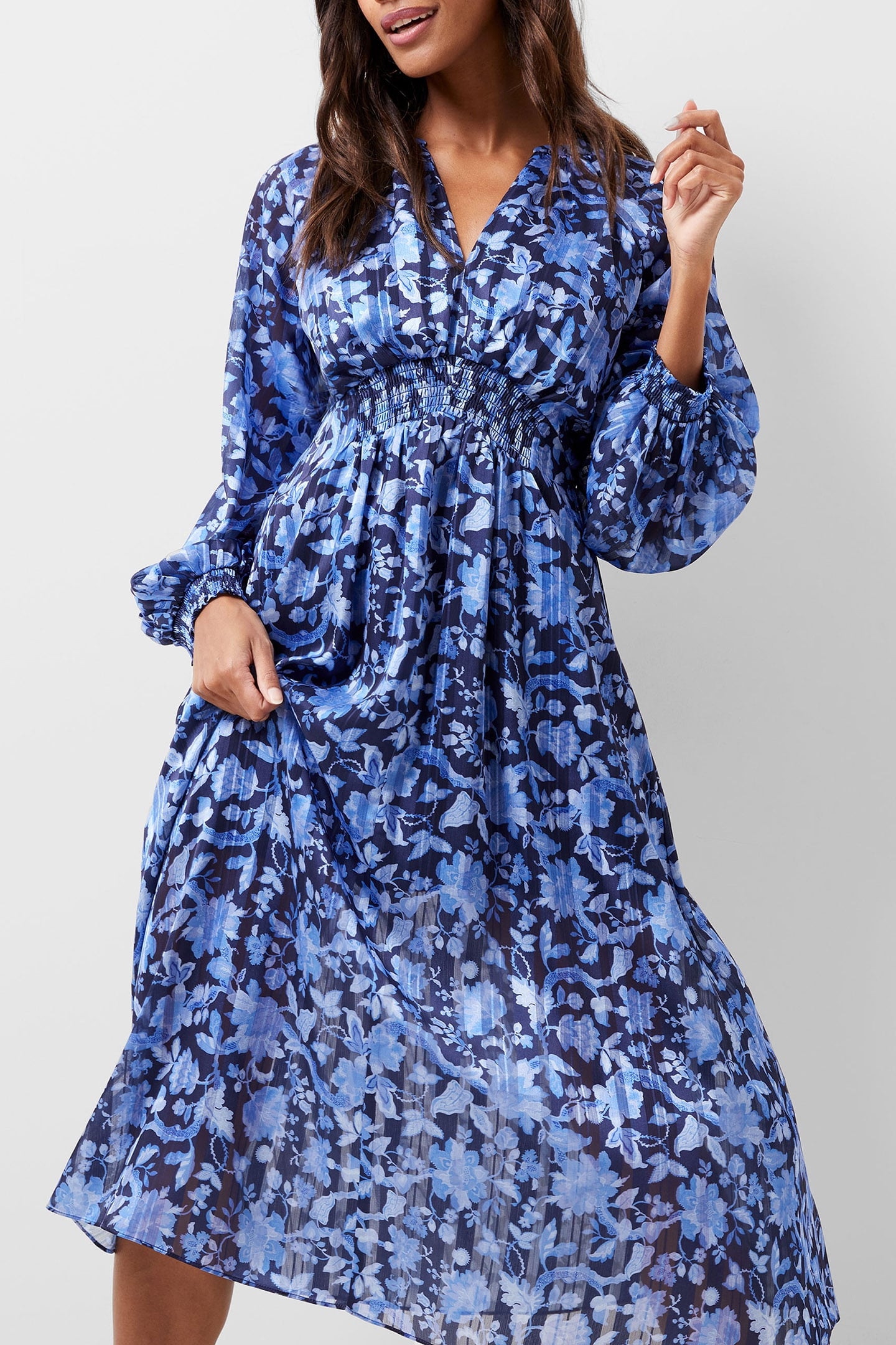 CYNTHIA FAUNA MIDI DRESS MIDNIGHT BLUE 4