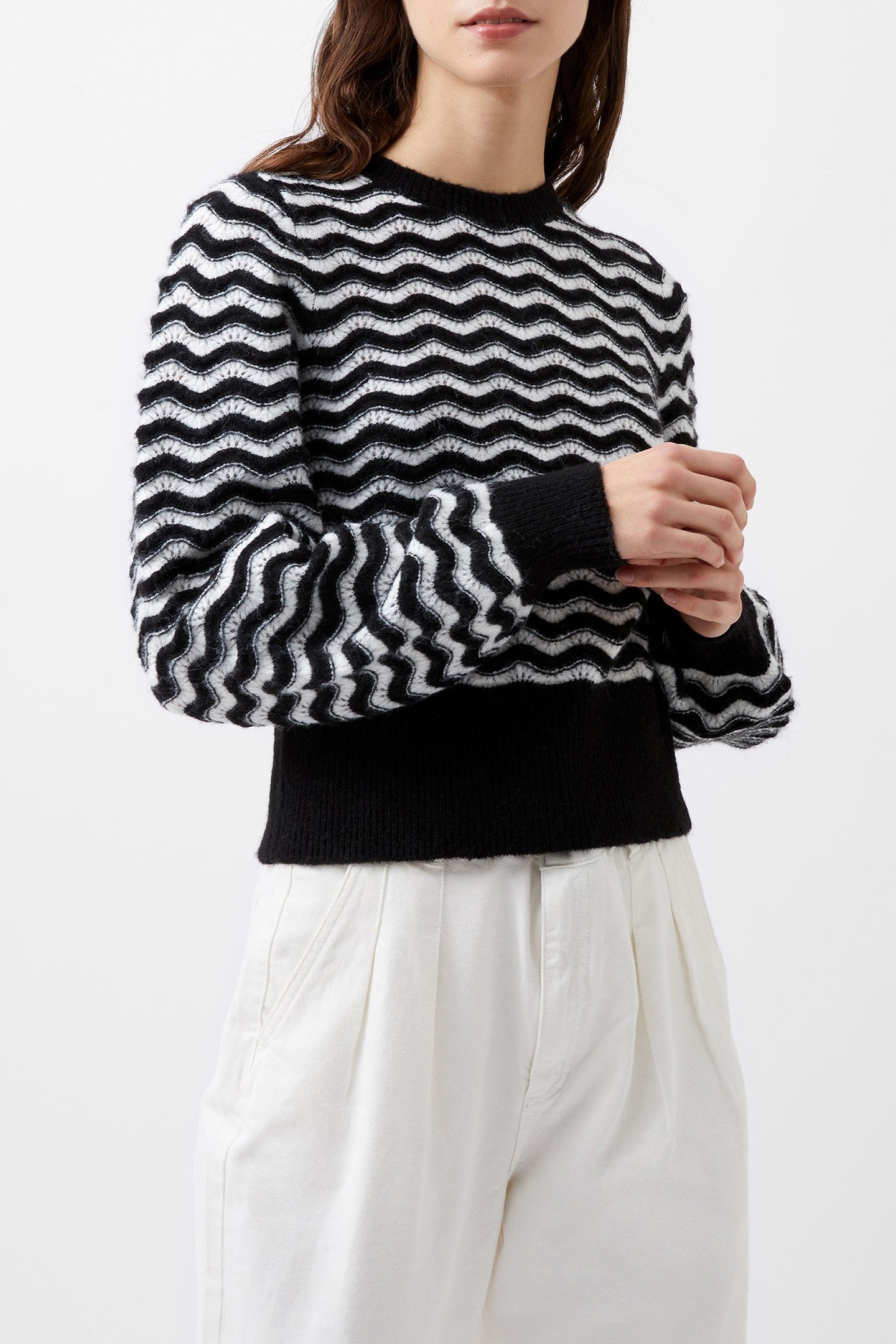 NATASHA SCALLOP JUMPER MOONLESS NIGHT/C CRM 1