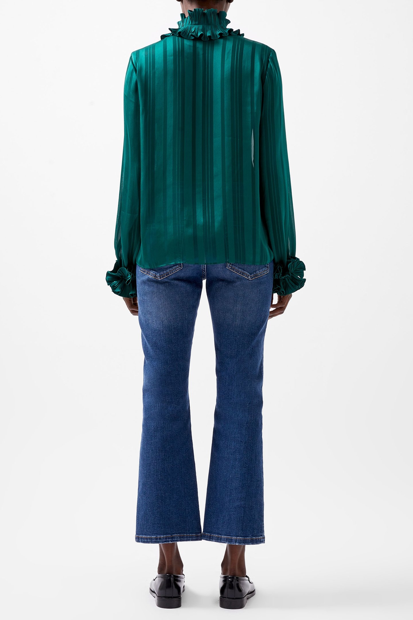 HANNIELIE RUFFLE NECK LS SHIRT FOREST 3