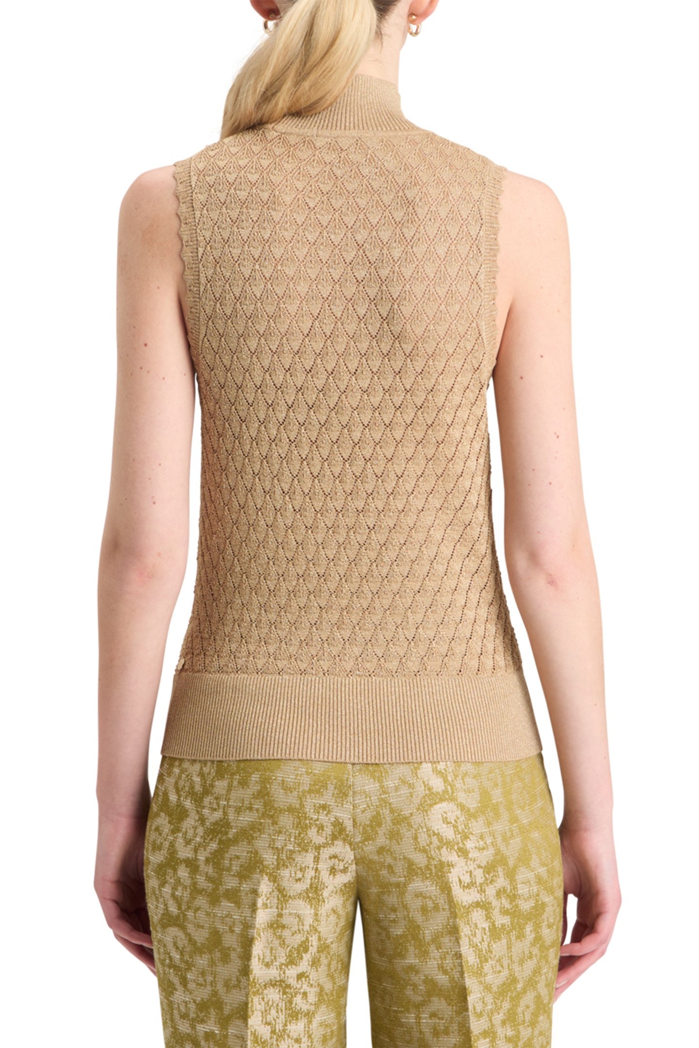 METALLIC POINTELLE KNITTED TANK GOLD 2