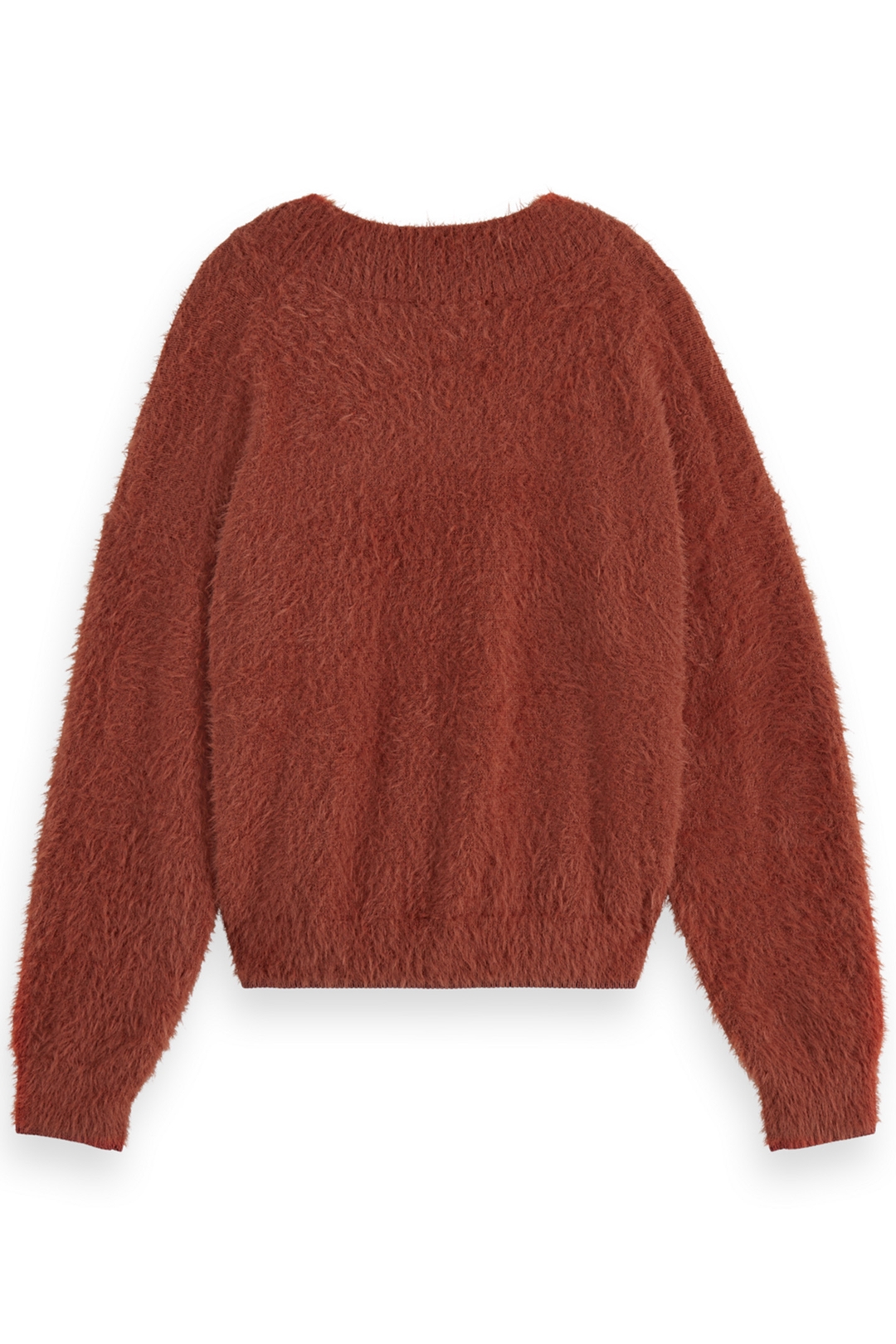FLUFFY V-NECK RELAXED PULLOVER RUST | Online Outlet | Otrium