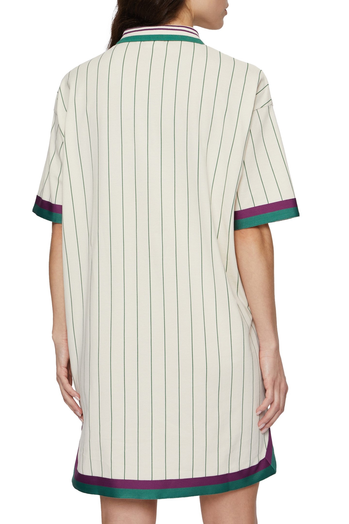 LAVINIA STRIPED OVERSIZED POLO DRESS ANTIQUE WHITE/FIR STRIP 2