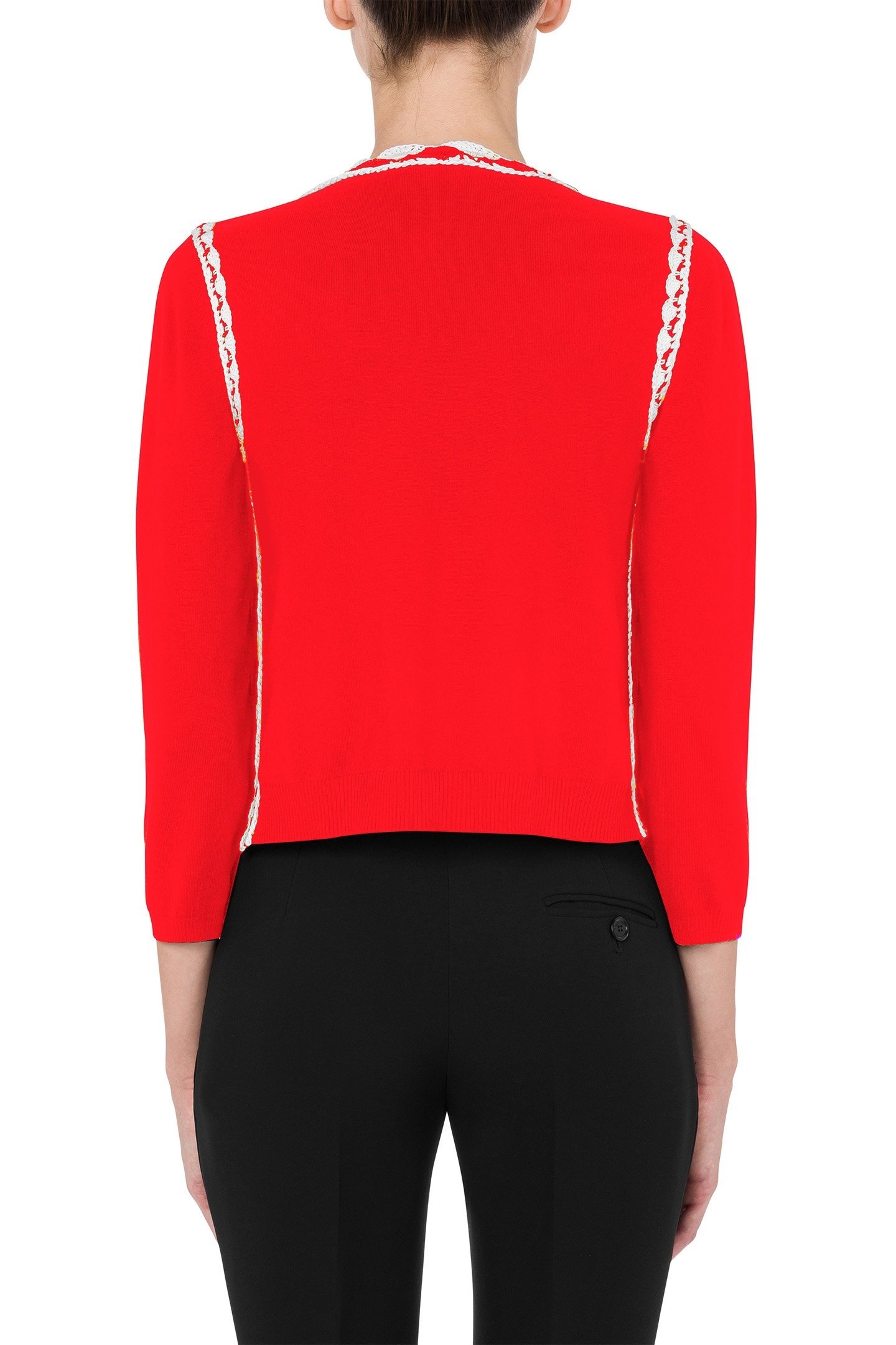 CROCHET DETAILS WOOL CARDIGAN RED 2