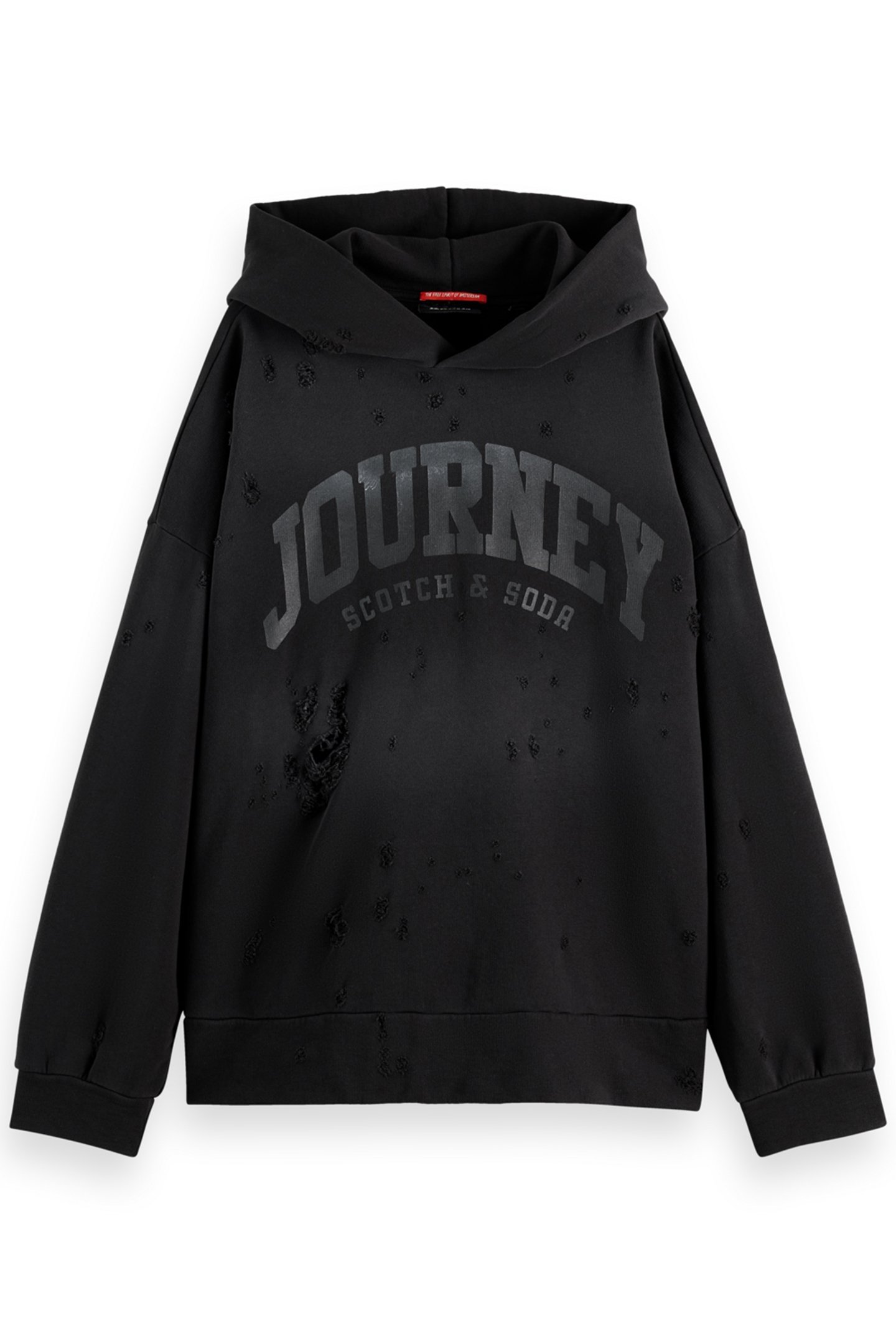 SPRAYED HOODIE WITH DESTROYED DETAILS EVENING BLACK 1