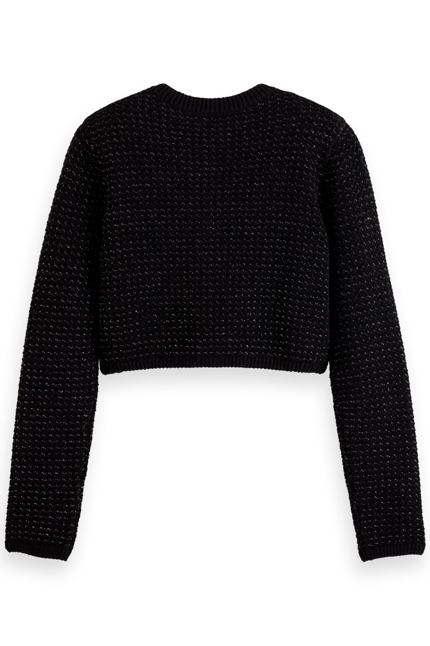 METALLIC TWEED STITCH CROPPED CARDIGAN EVENING BLACK 2