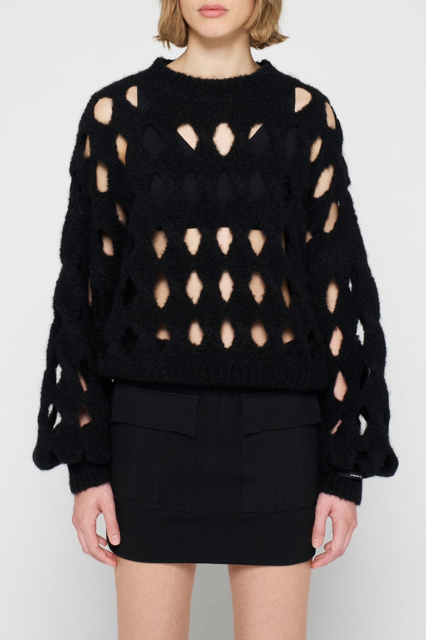 OPEN KNIT SWEATER BLACK 1