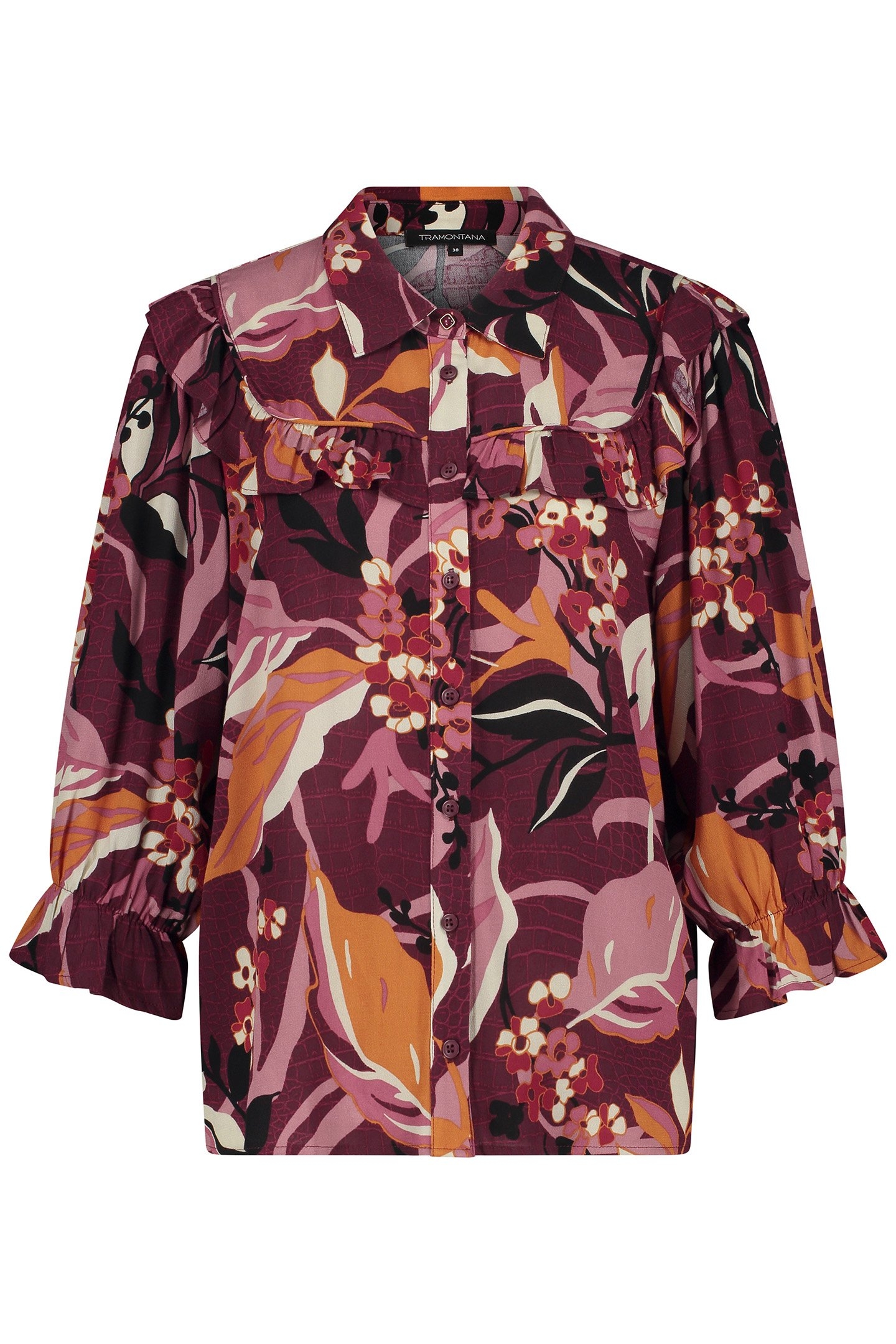 BLOUSE LEAVES PRINT PURPLES 2