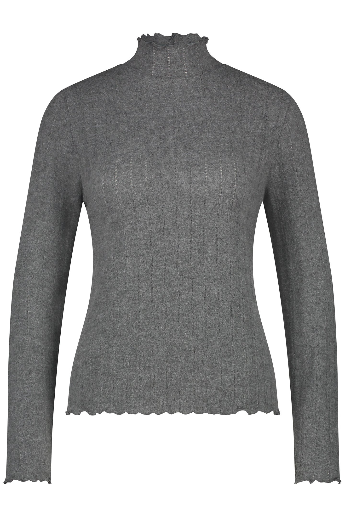 TOP FANCY MOCK NECK GREY MELANGE 1