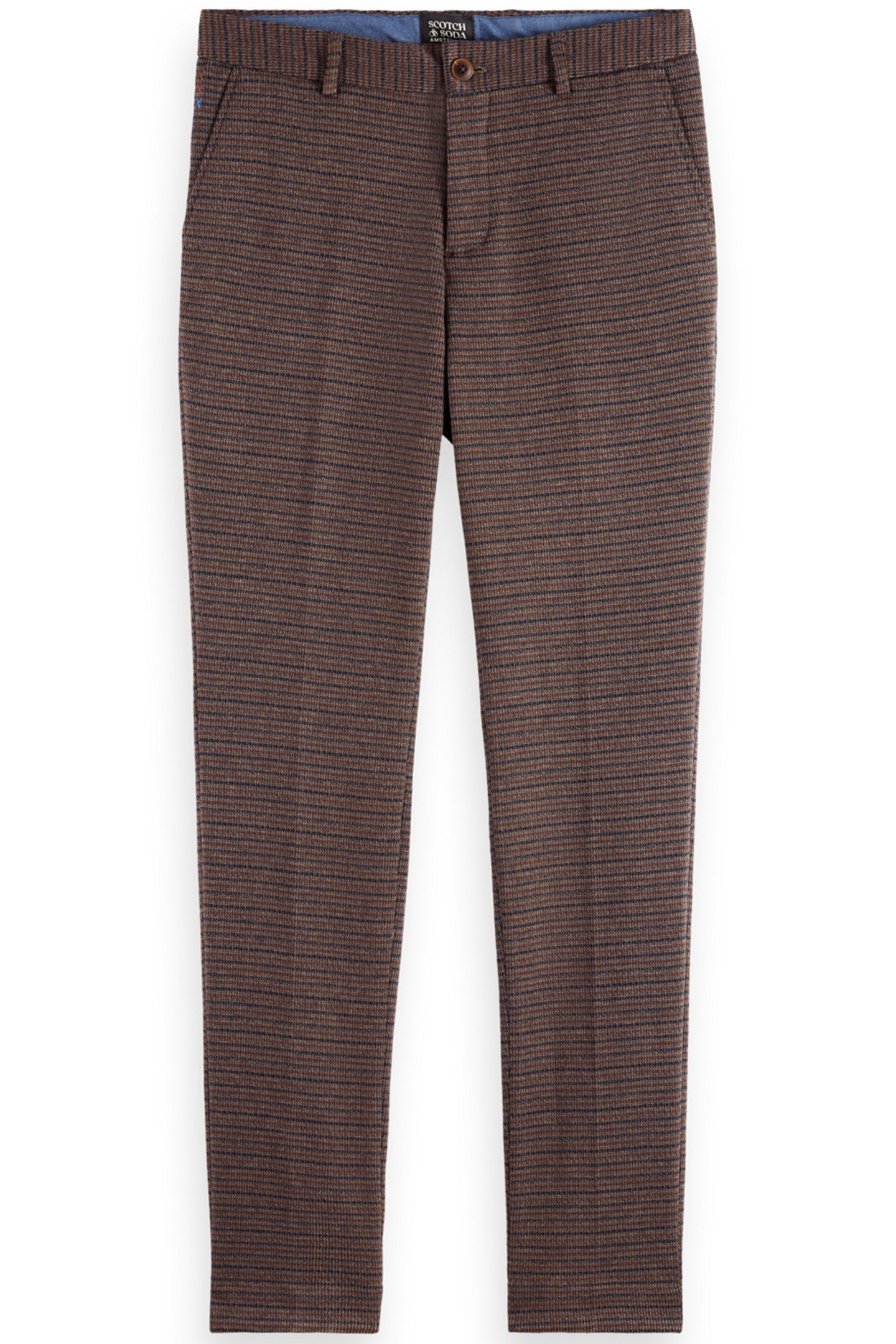 MOTT - KNITTED SLIM FIT CHINO NIGHT BROWN MINI CHECK 4