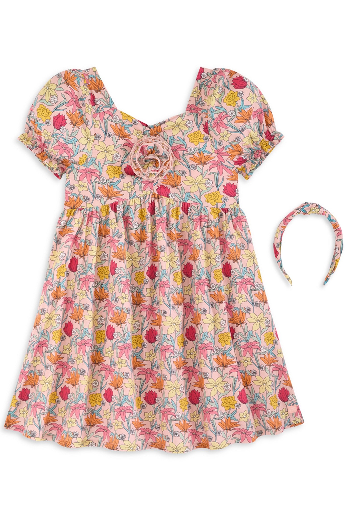 GIRLS S&S 2 PC DRESS & ACCESSORY SET LT PASTEL PINK 1