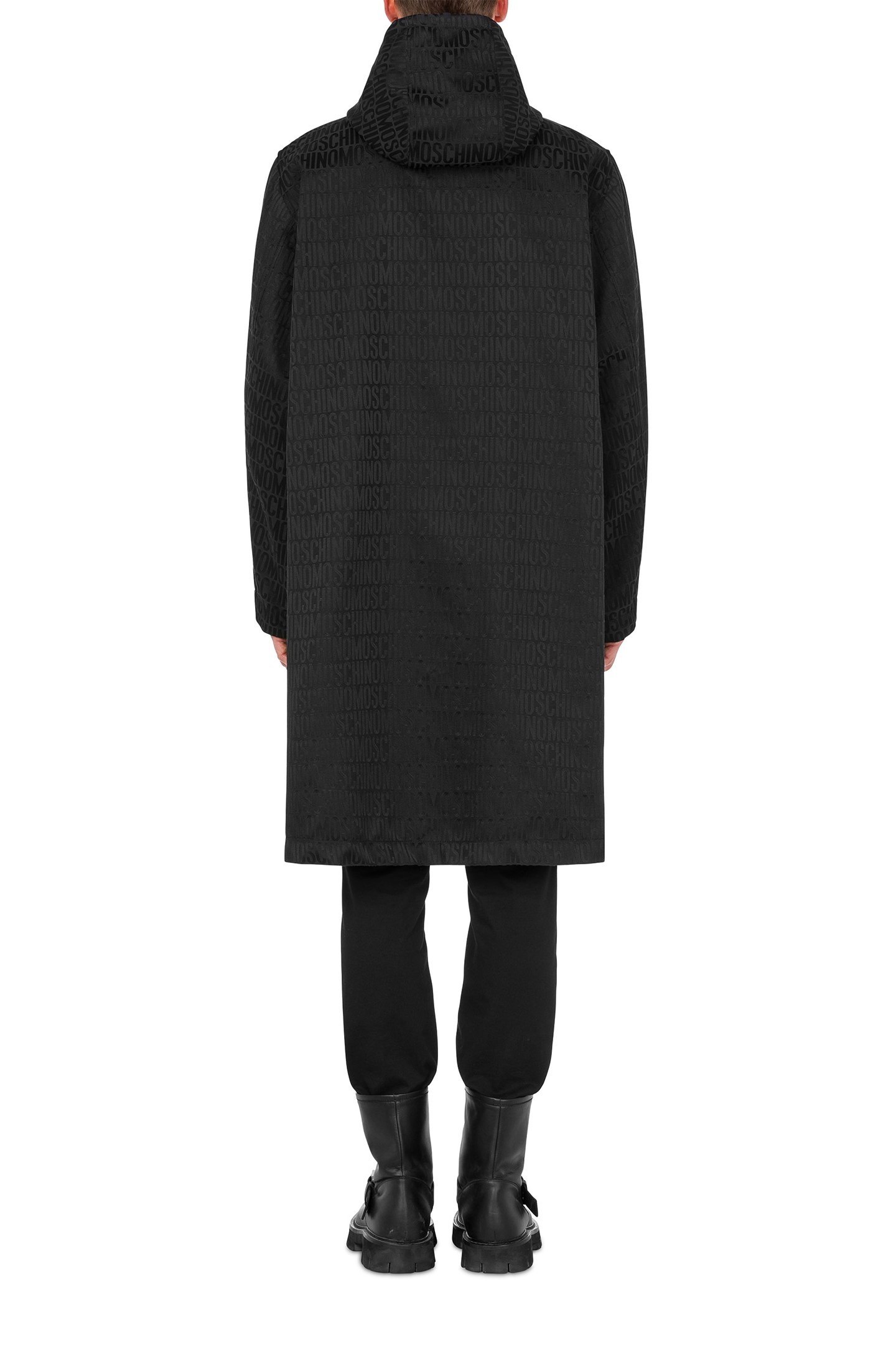 ALLOVER LOGO JACQUARD NYLON COAT BLACK 2