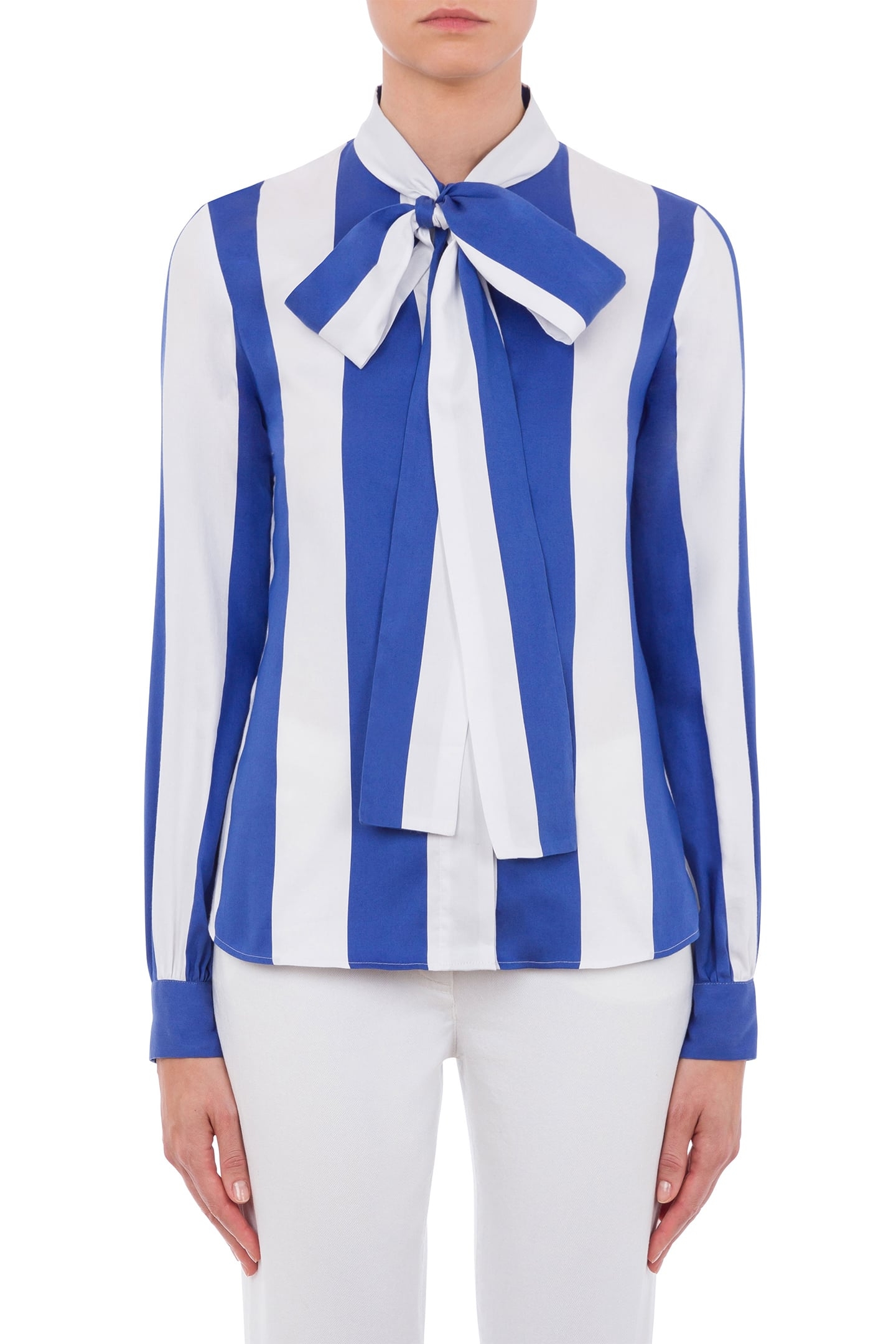 STRIPED SHIRT IN COTTON AND SILK BARRÈ WHITE 1