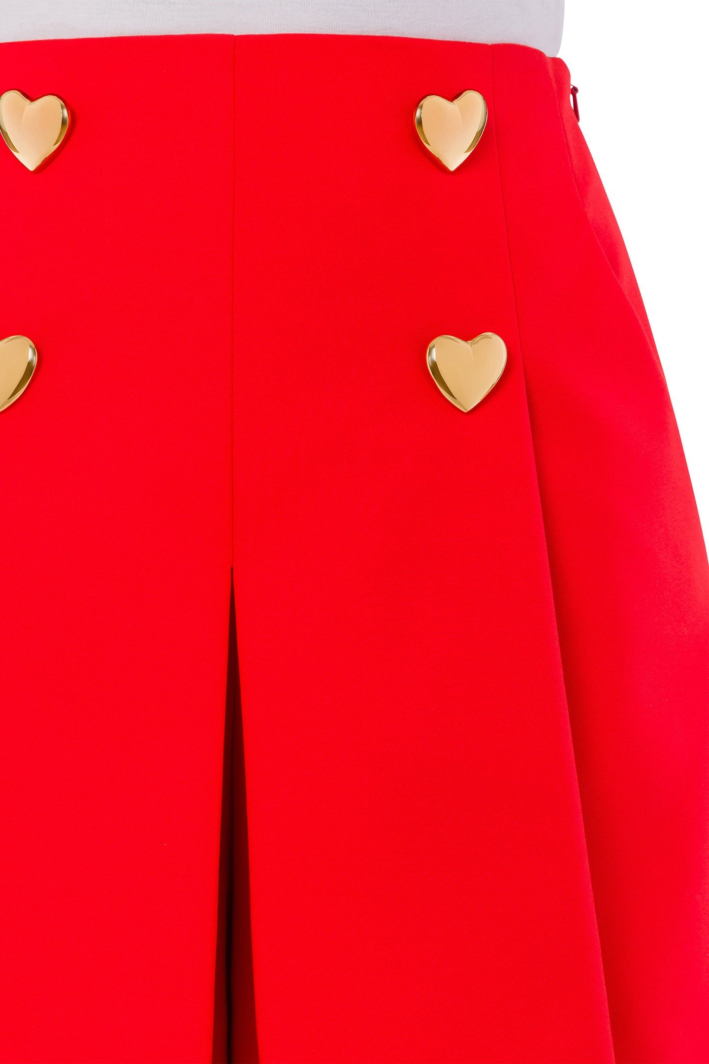 HEART BUTTONS STRETCH SATIN SHORTS RED 4