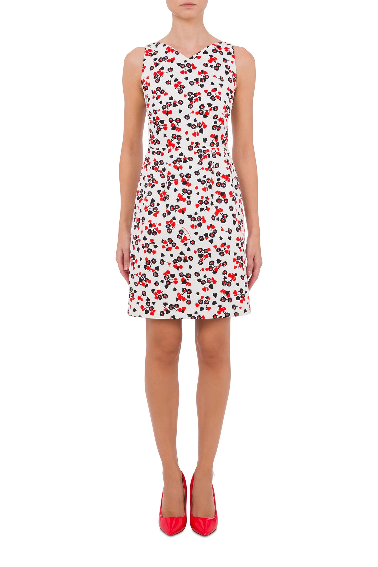 ALLOVER HEARTS & FLOWERS OTTOMAN DRESS WHITE 1