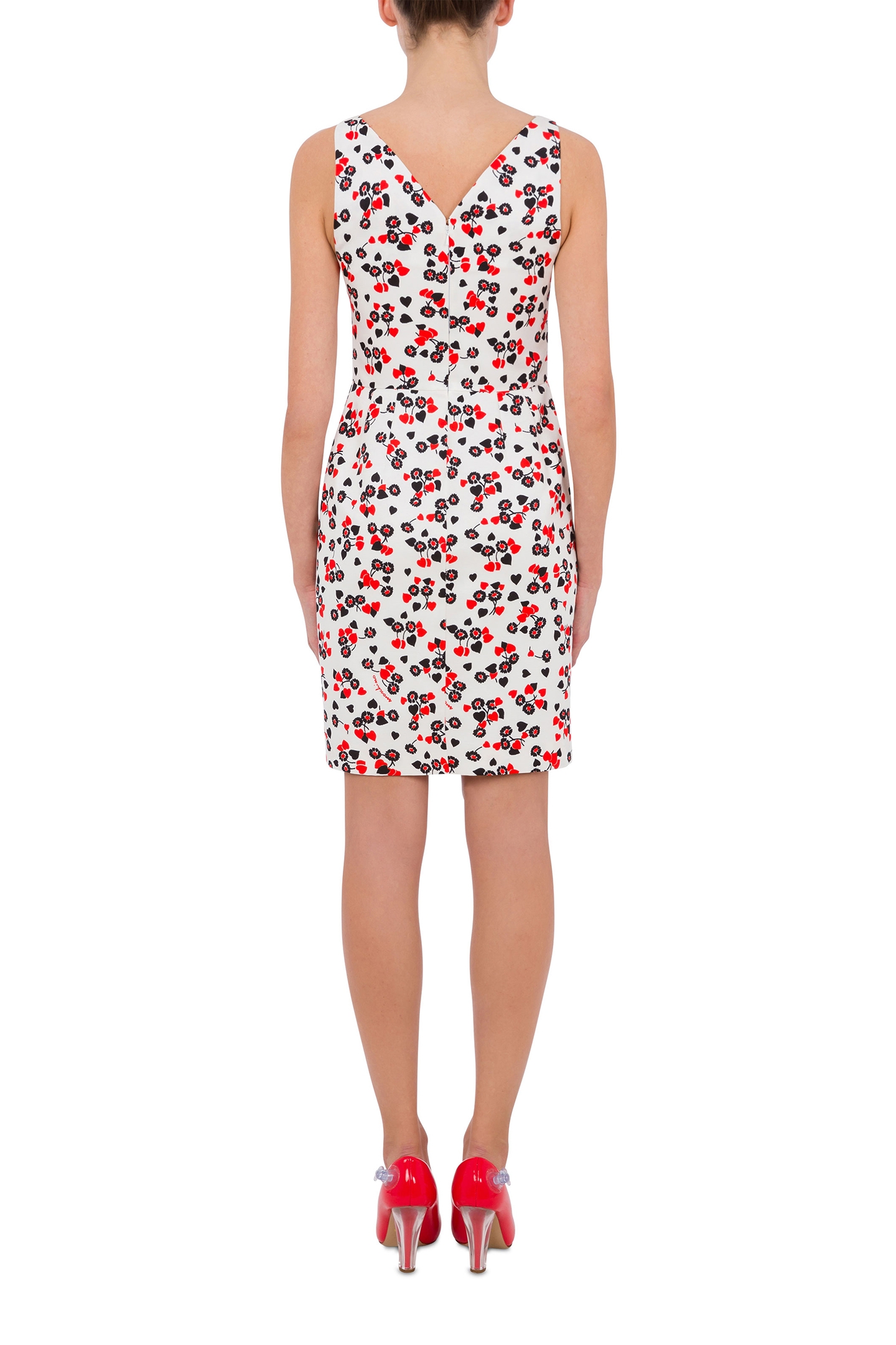 ALLOVER HEARTS & FLOWERS OTTOMAN DRESS WHITE 2