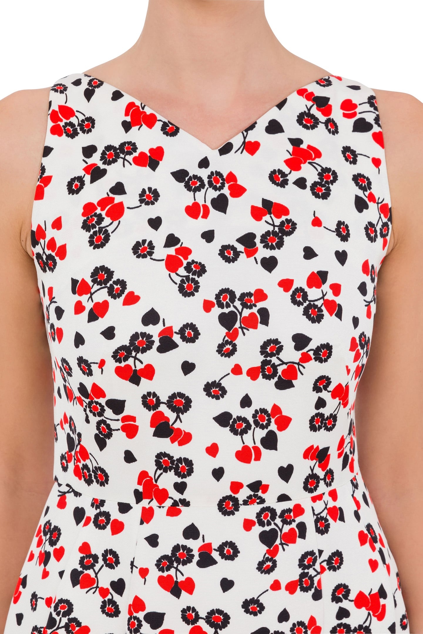 ALLOVER HEARTS & FLOWERS OTTOMAN DRESS WHITE 4