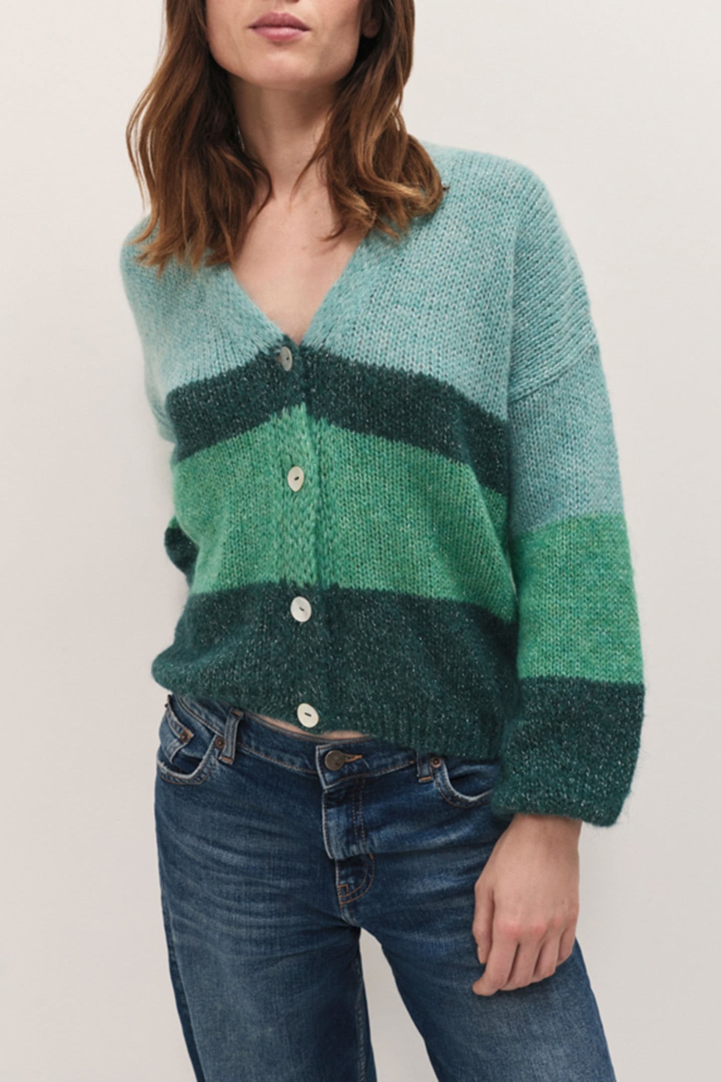TABAR - SYCAMORE CARDIGAN, LUREX KNIT, STRIPE PATTERN 2