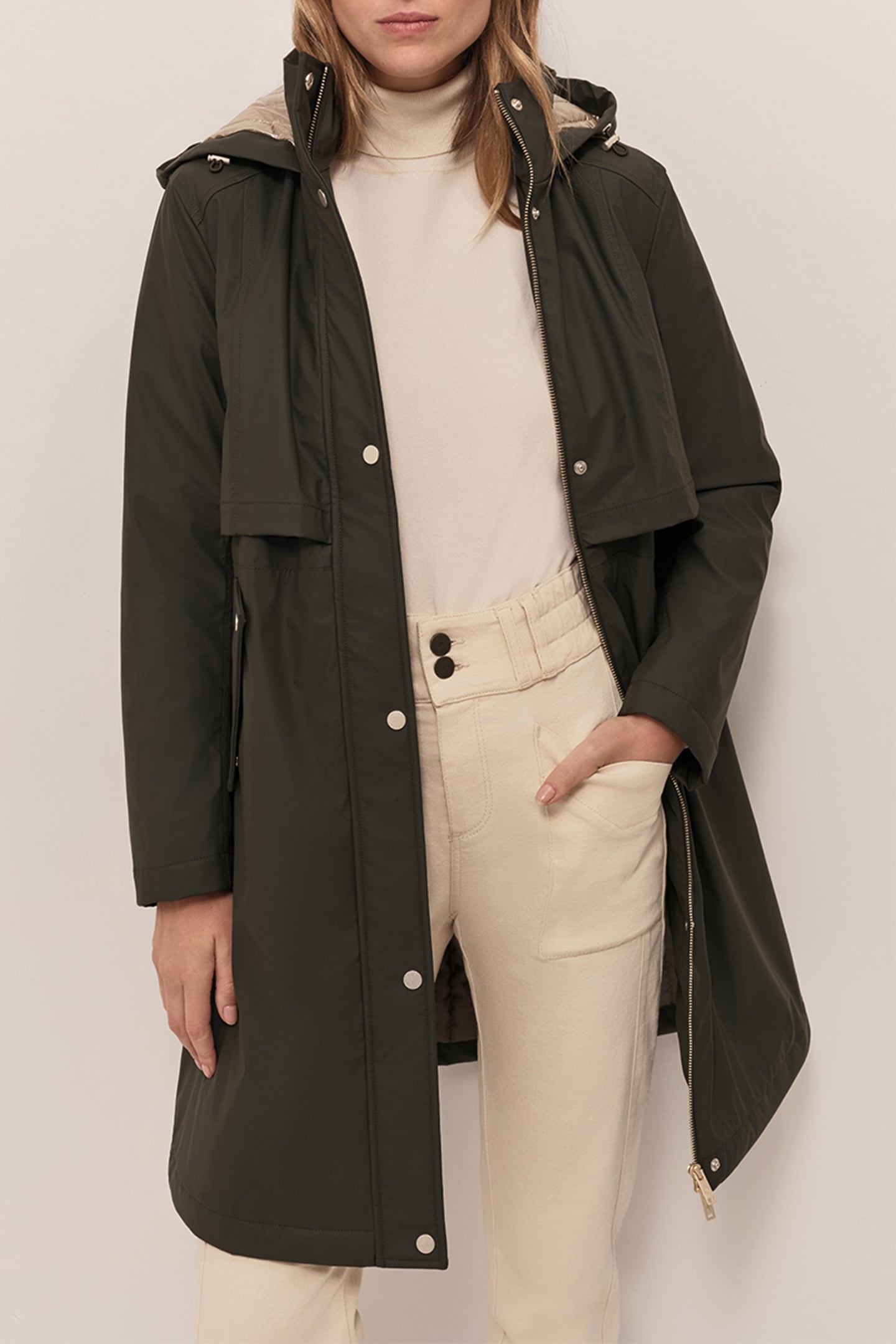 DUFFY - KHAKI WATER-REPELLENT RUBBER PARKA 1