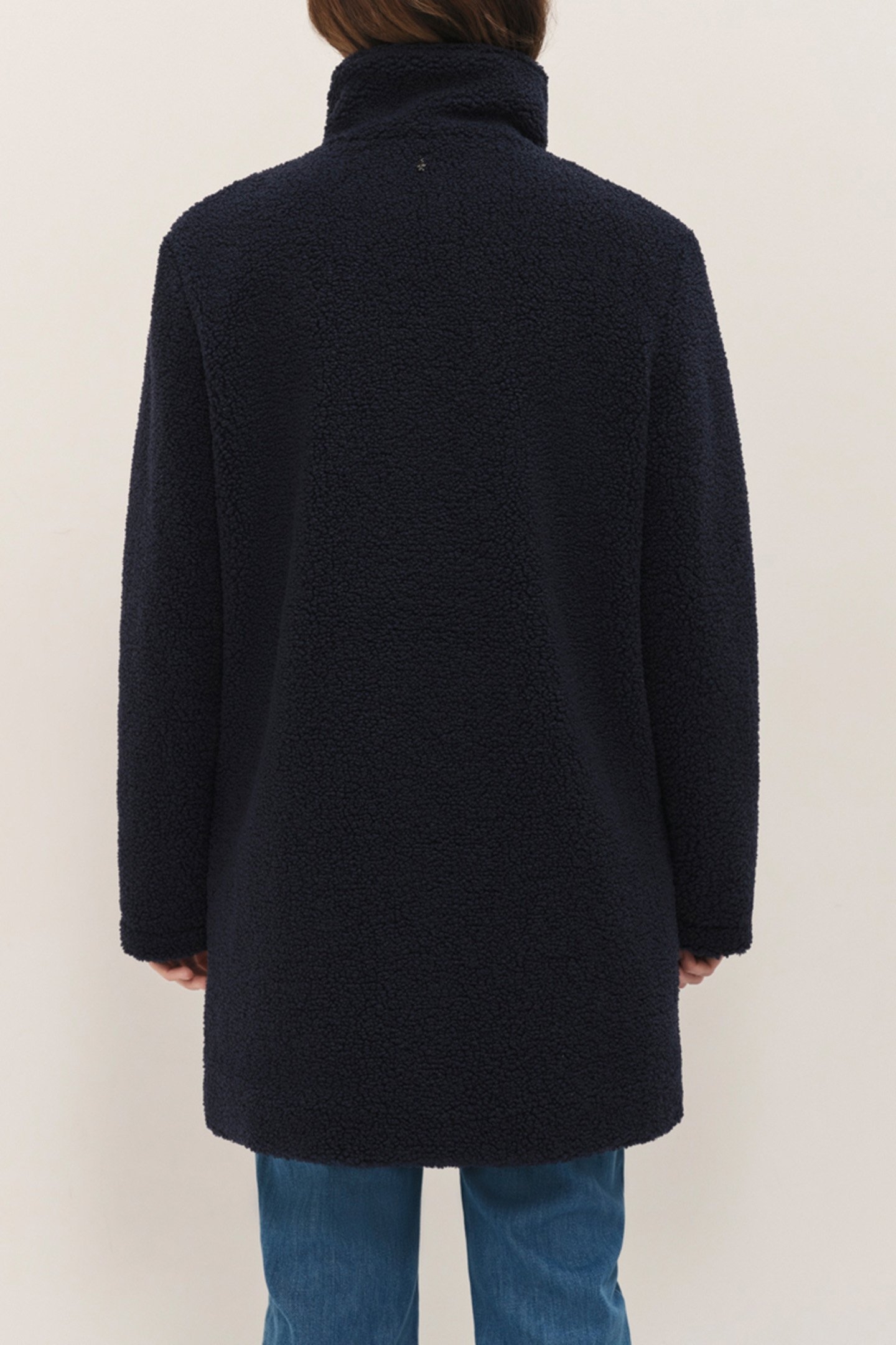DIANA - NAVY SHERPA BOUCLETTE MID-LENGTH COAT 2