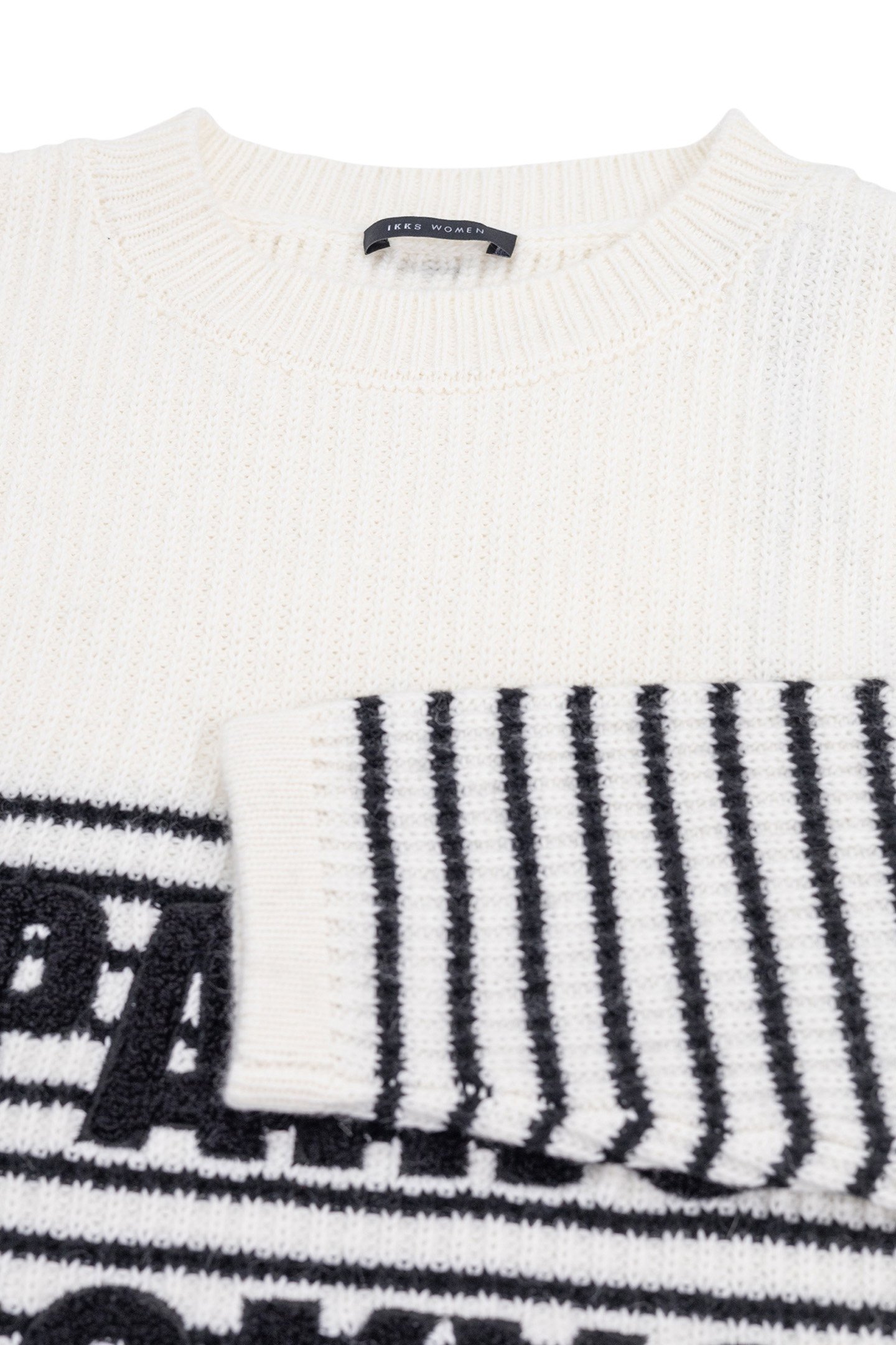 BLACK STRIPED KNIT SWEATER WITH LOOPBACK MESSAGE 4