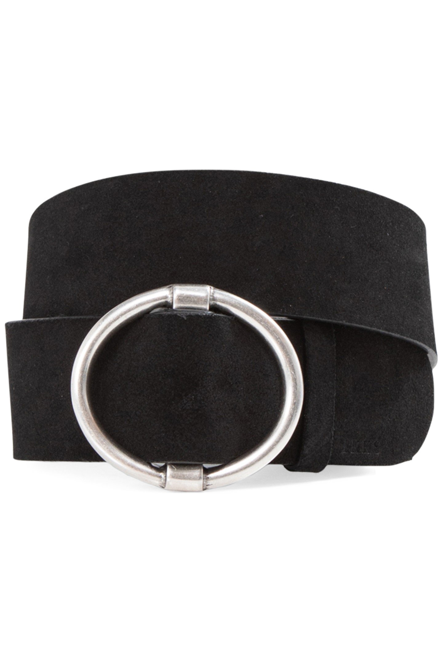 OVAL BUCKLE SUEDE BLACK DRESS BELT 1