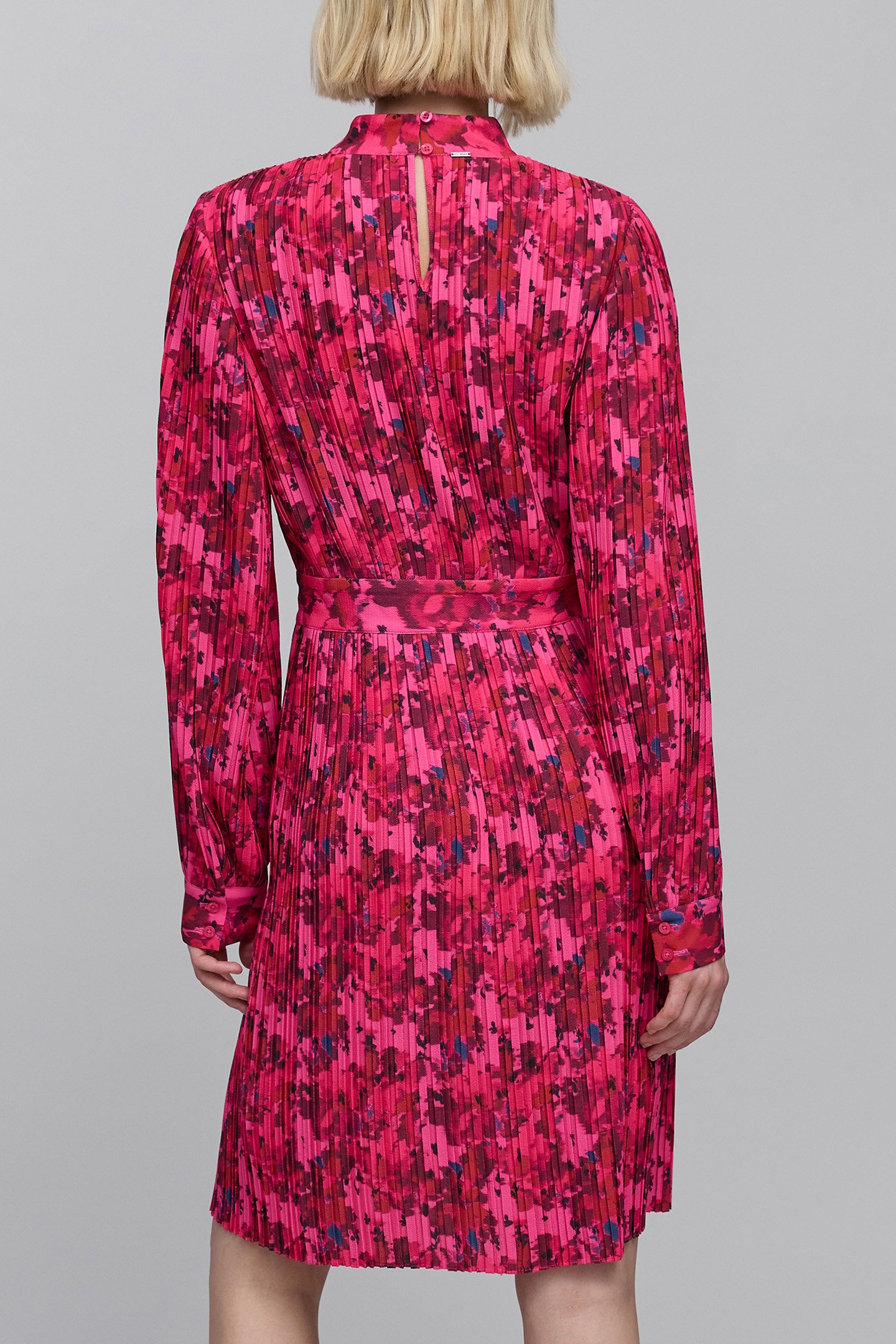 PINK PLEATED ORIGAMI FLOWER PRINT DRESS 2