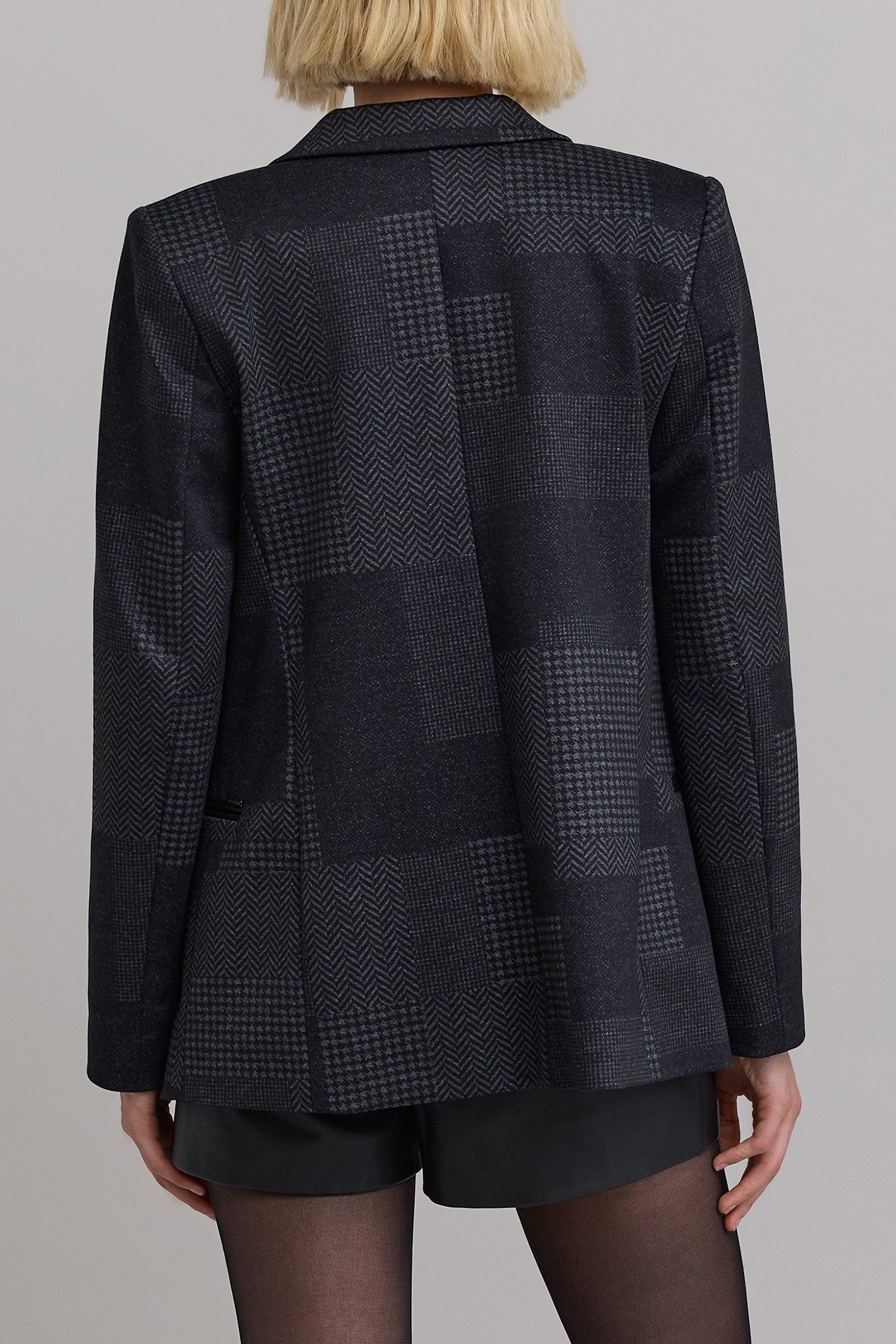 PATCHWORK EFFECT GREY MILANO KNIT COSTUME JACKET 2
