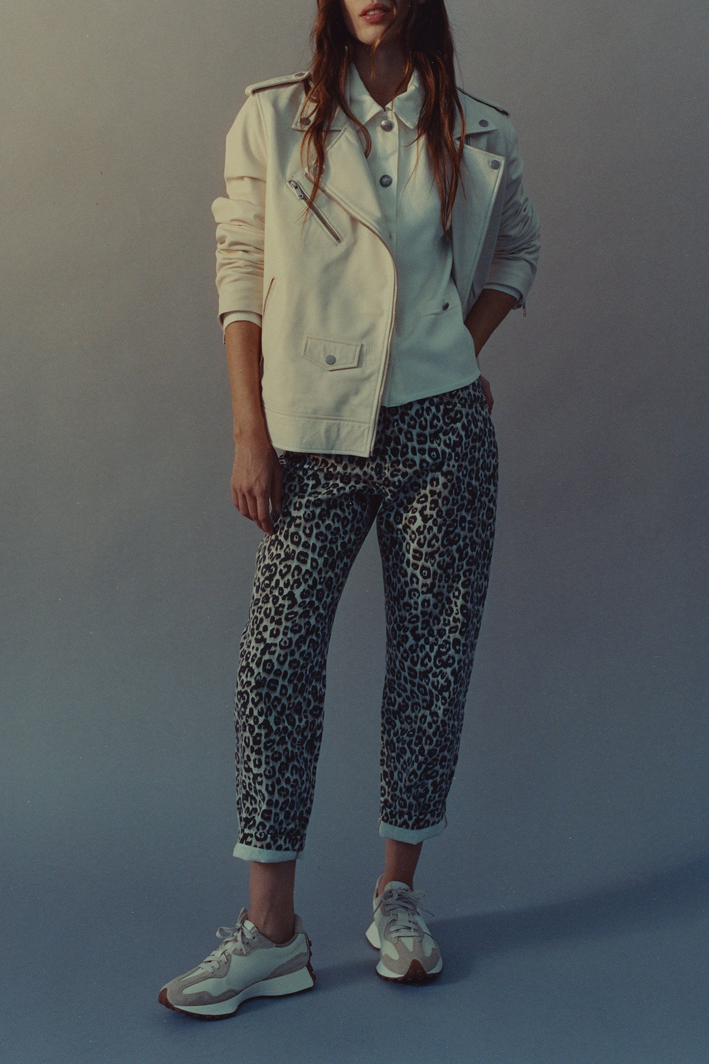 BLACK LEOPARD PRINT STRAIGHT BEIGE JEANS 5