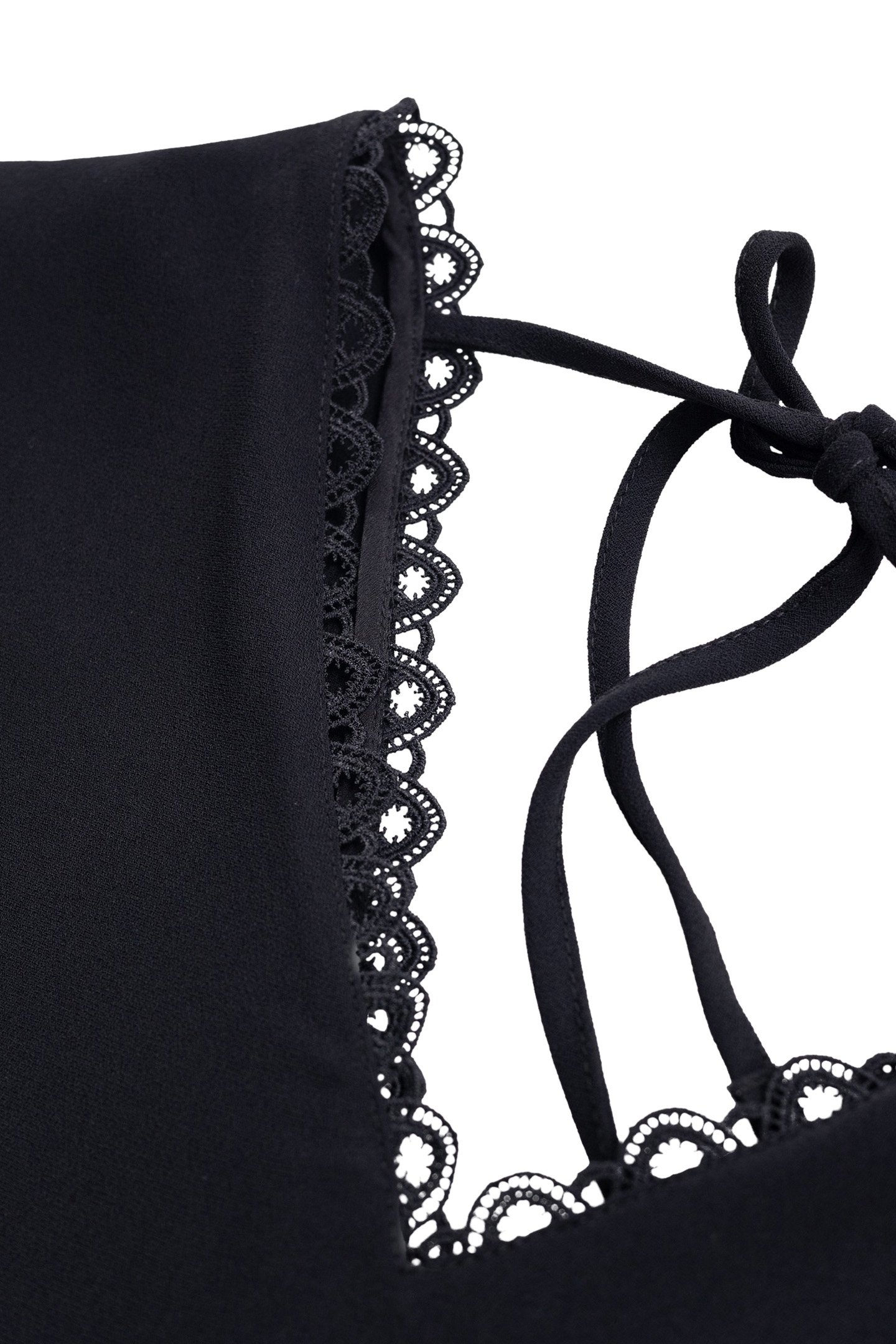 BLACK DRESS WITH V-NECK LACE MOTIF ON FRONT AND BACK 7