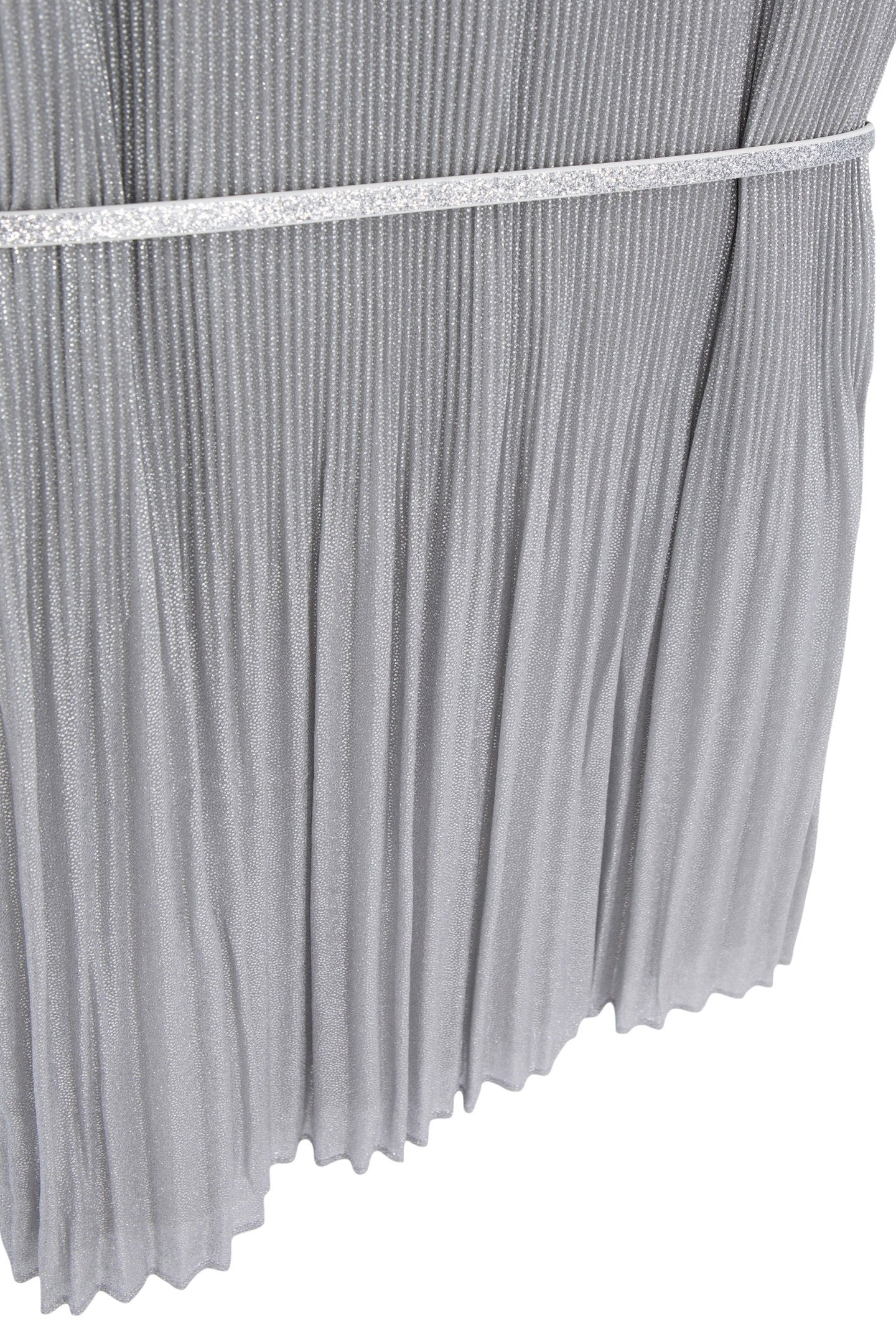 SILVERY PLEATED DRESS WITH EMBROIDERED SHOULDERS 5